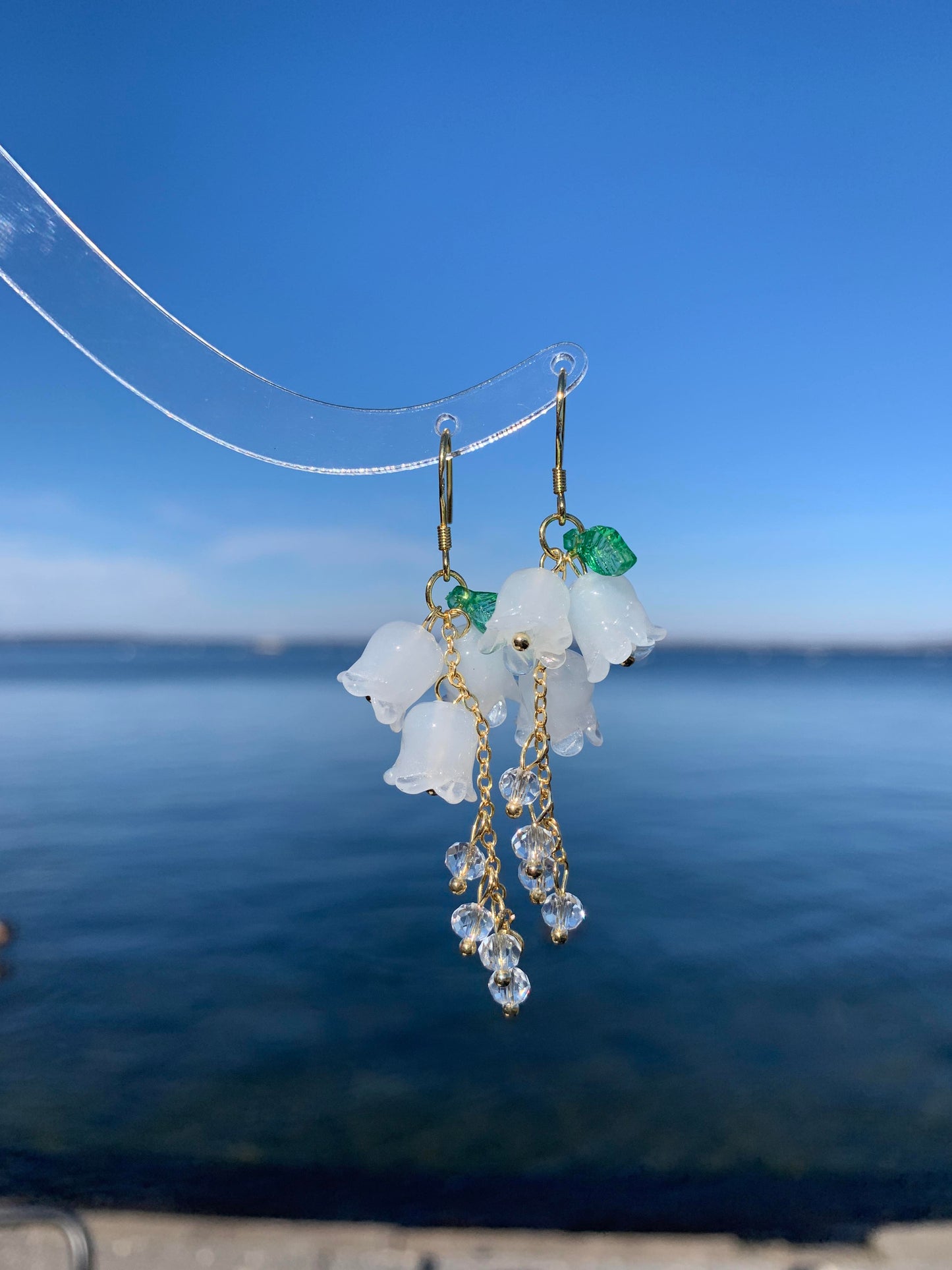 Glass Bead Lily of the Valley Earrings