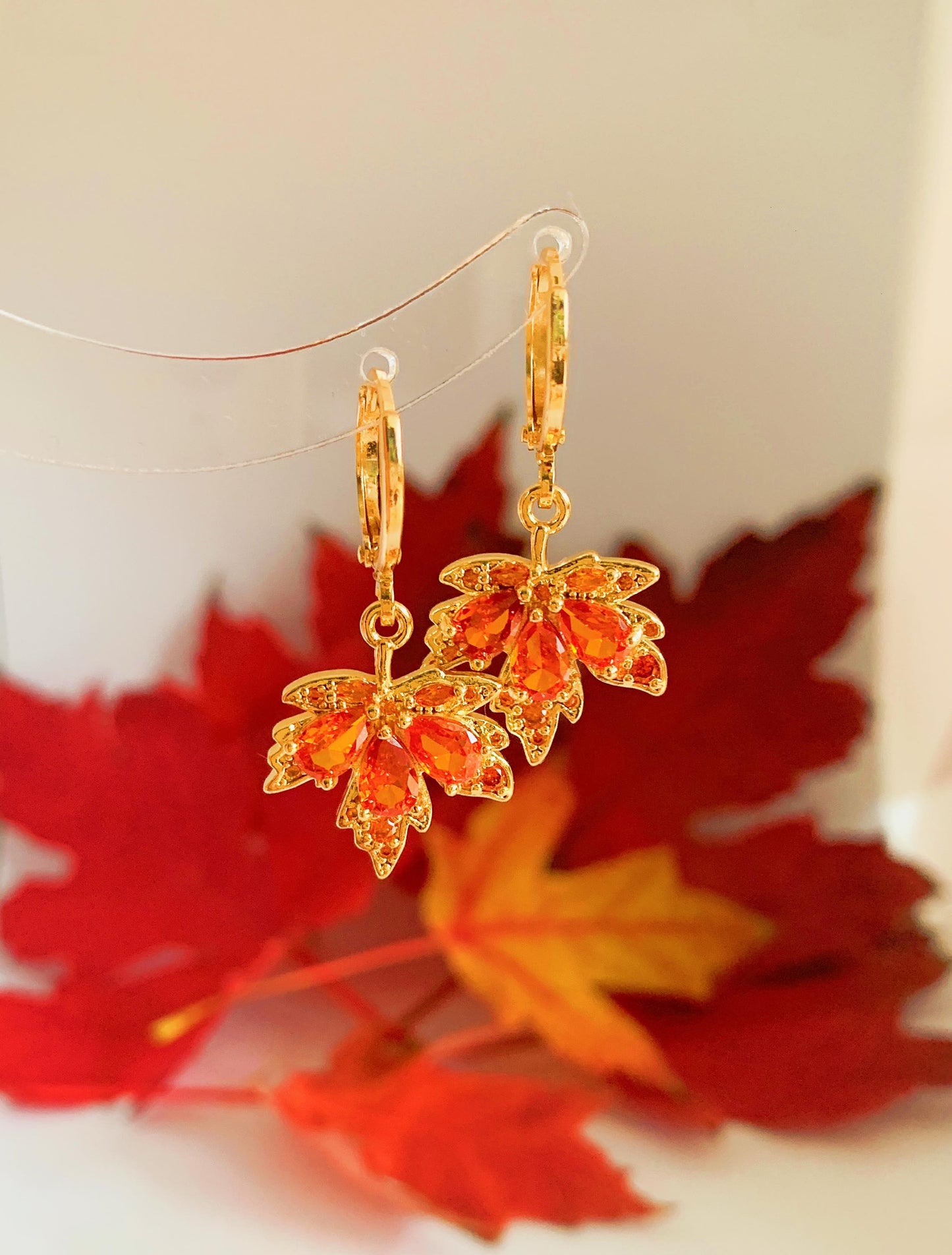 Dainty Maple Leaf Hoop Earrings