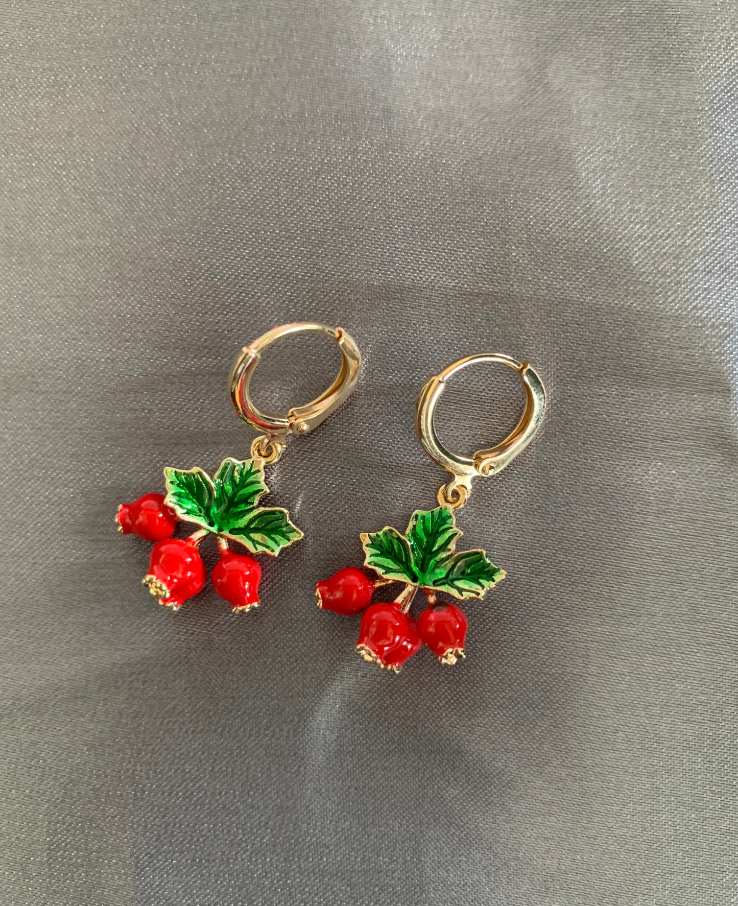 Dainty Cranberry Huggie Earrings