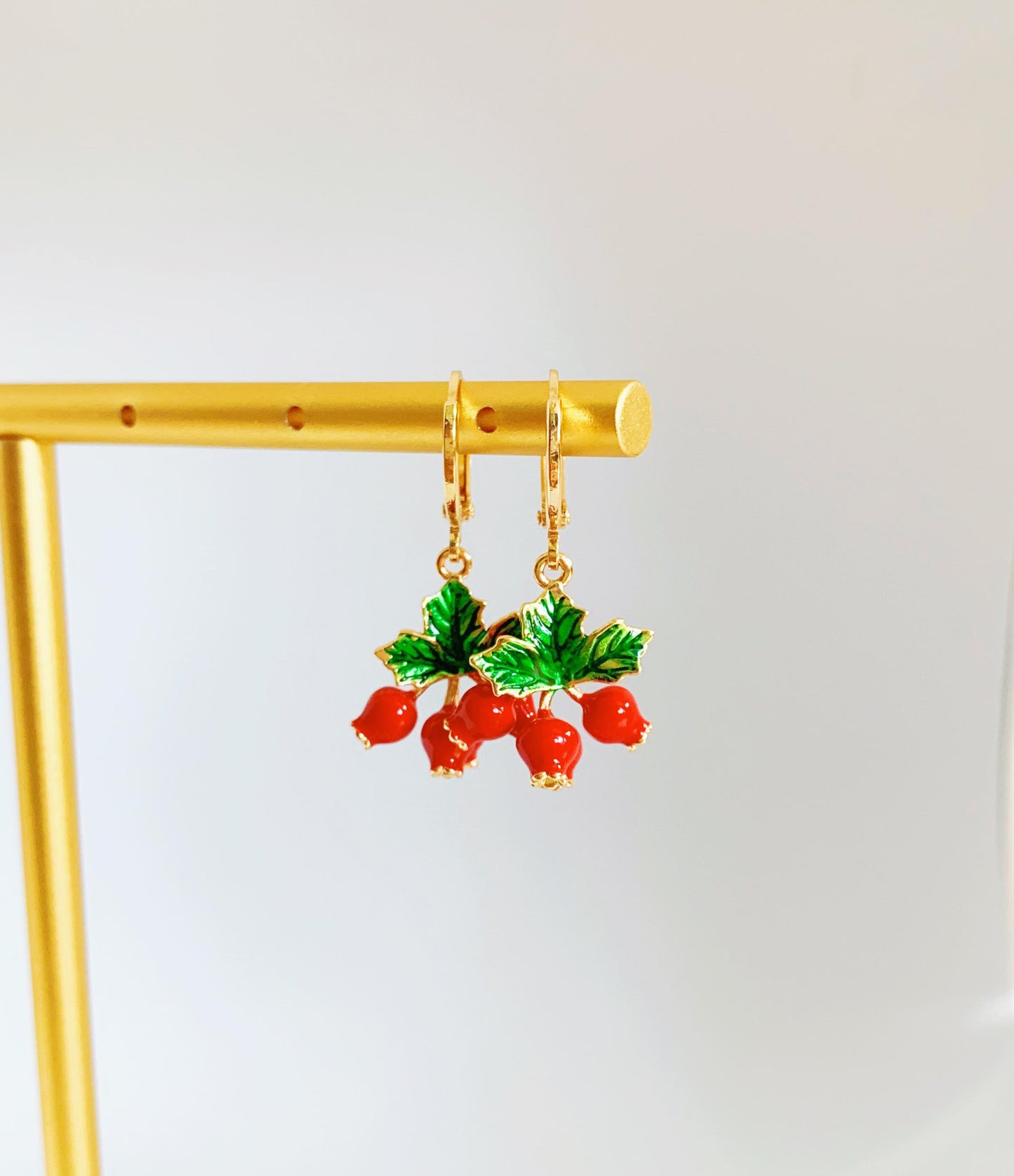Dainty Cranberry Huggie Earrings