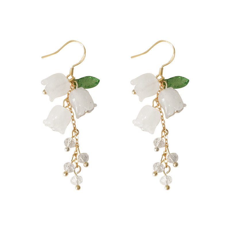 Glass Bead Lily of the Valley Earrings