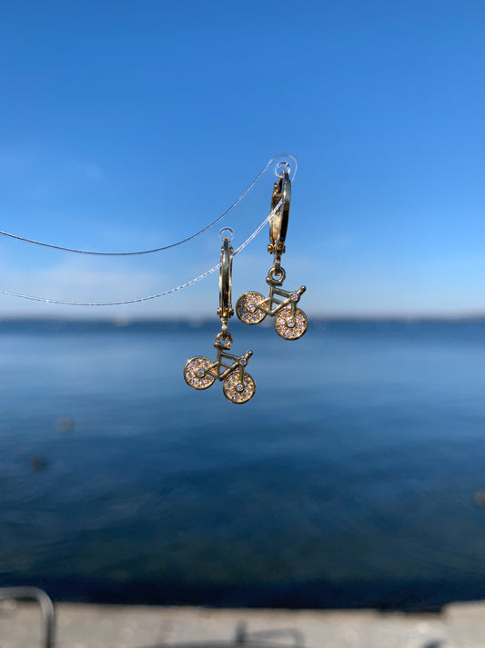 Dainty Bike Dangle Earrings