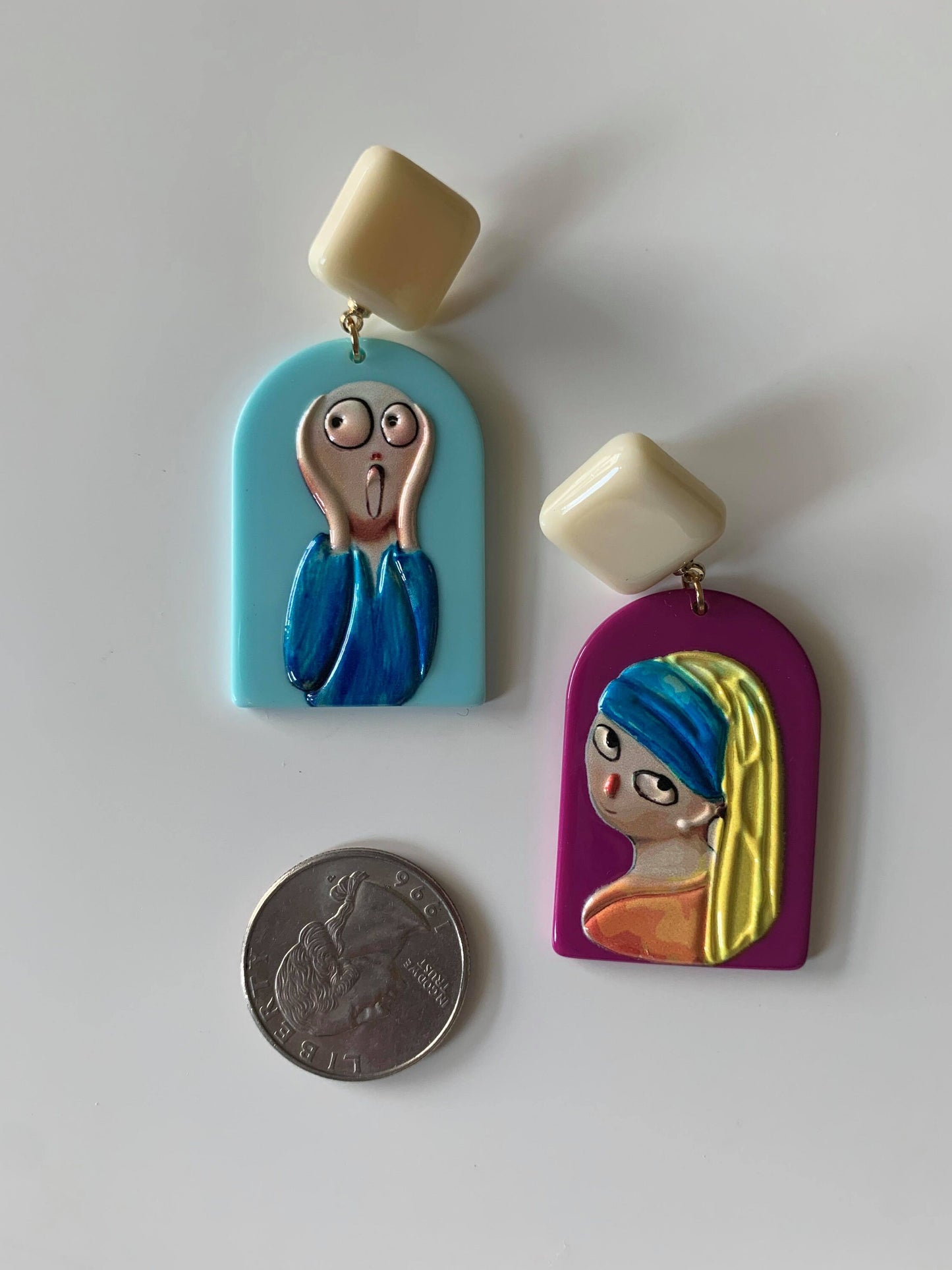 Acrylic Quirky Oil Painting Earrings