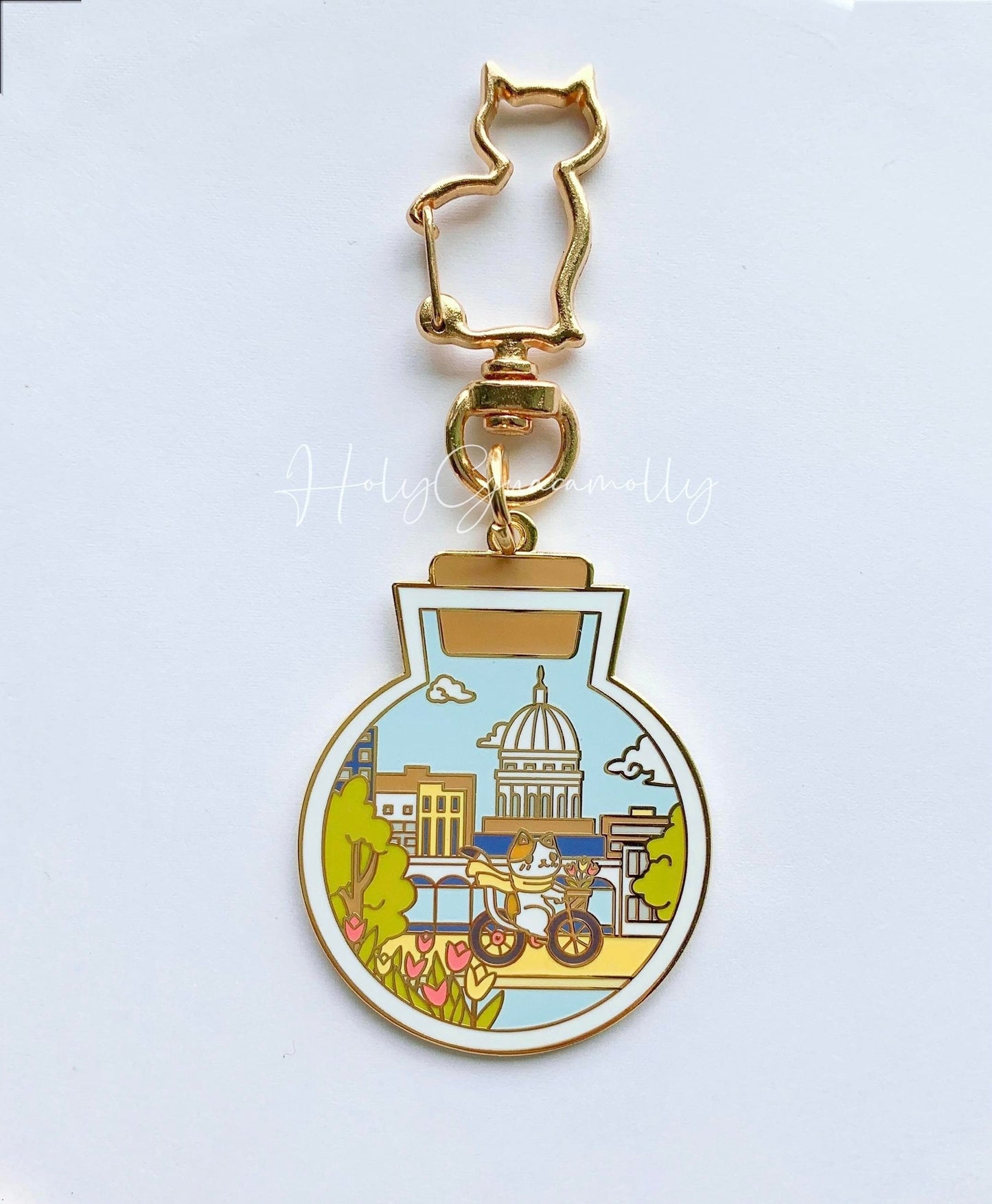 Original Design Bike Ride in Madison Wisconsin Keychain