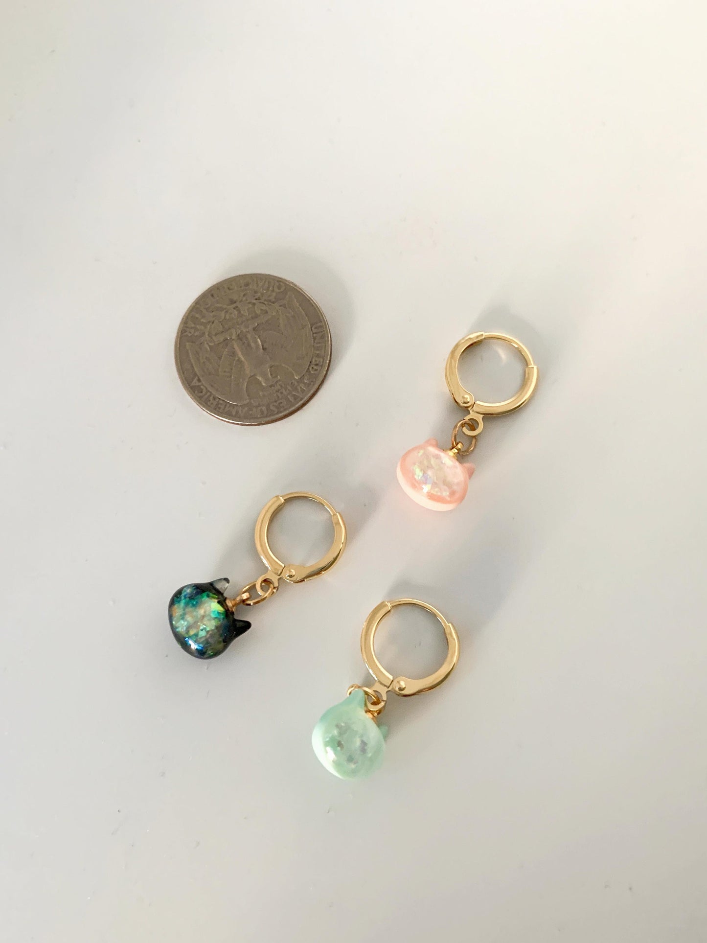 Unique Candy Cat Huggie Earrings