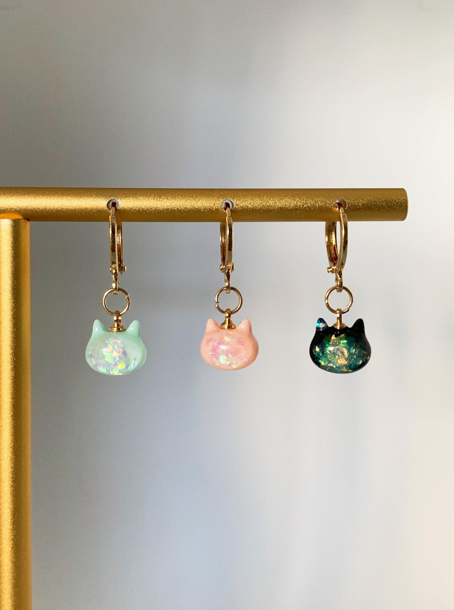 Unique Candy Cat Huggie Earrings