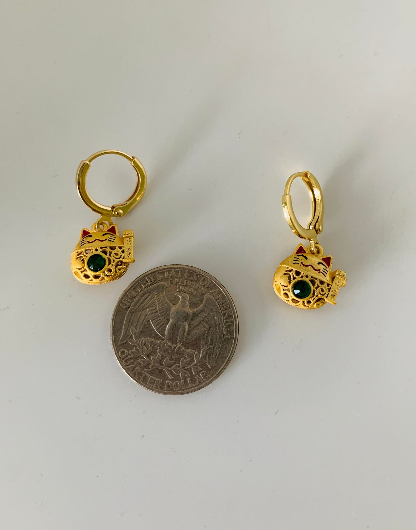 Unique Lucky Cat Drop Earrings
