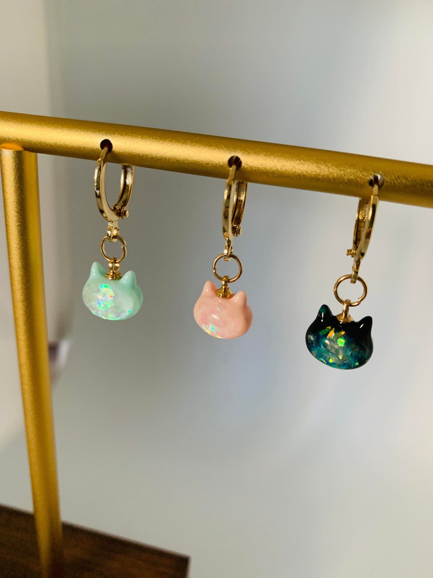 Unique Candy Cat Huggie Earrings