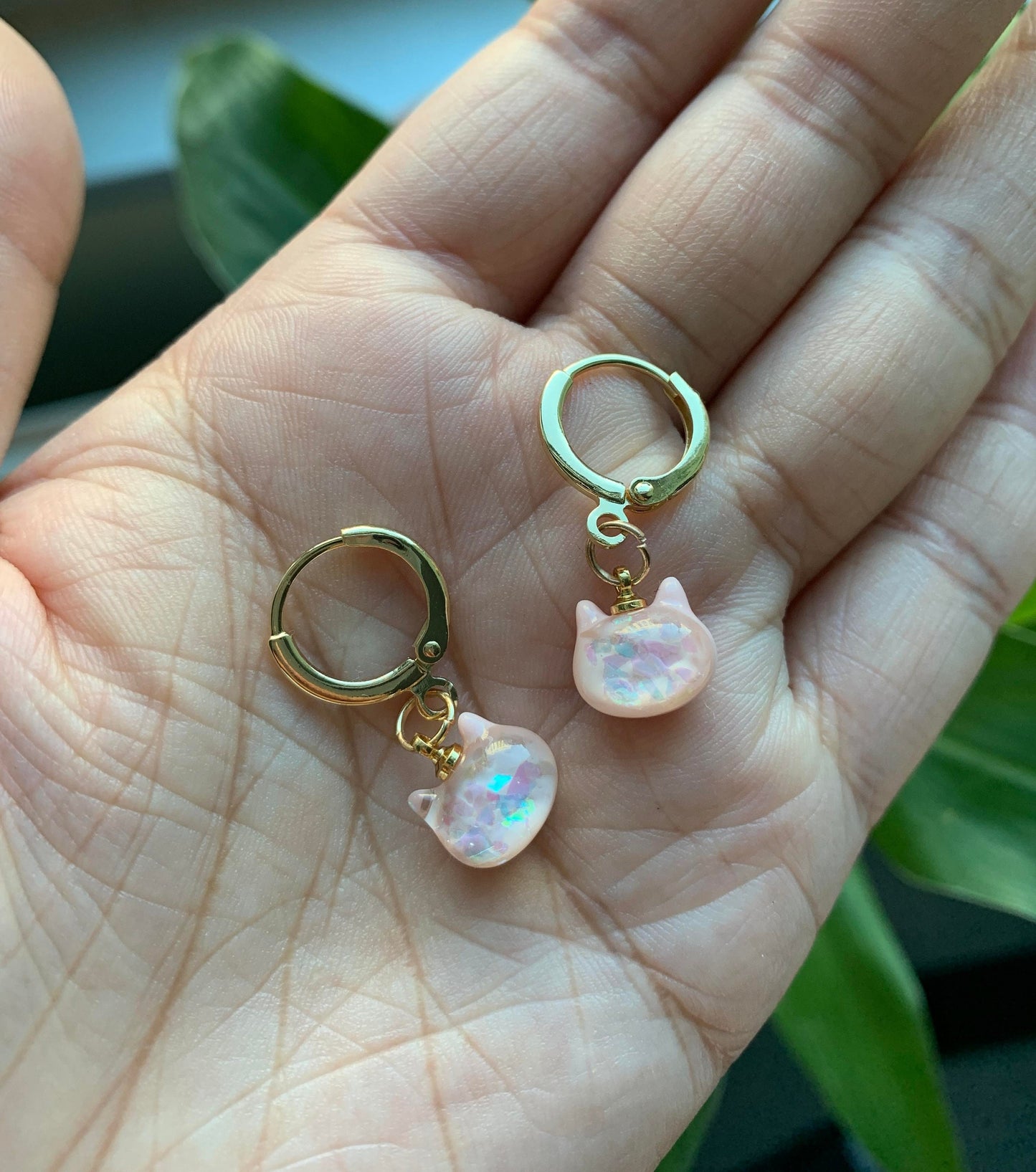Unique Candy Cat Huggie Earrings