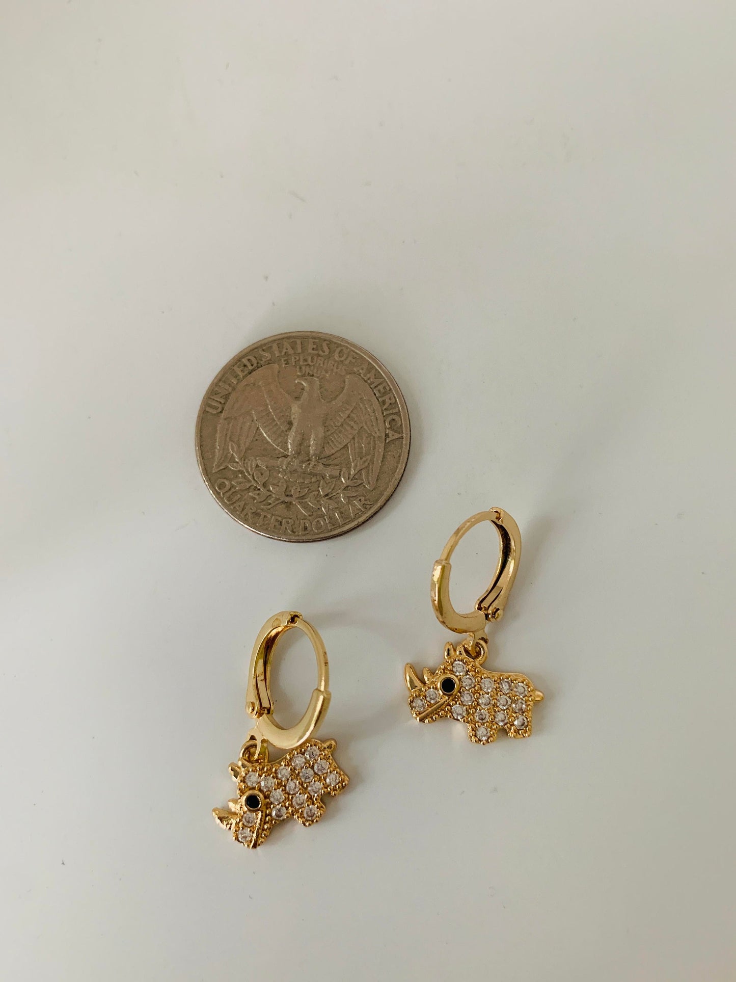 Dainty Rhino Huggie Hoop Earrings