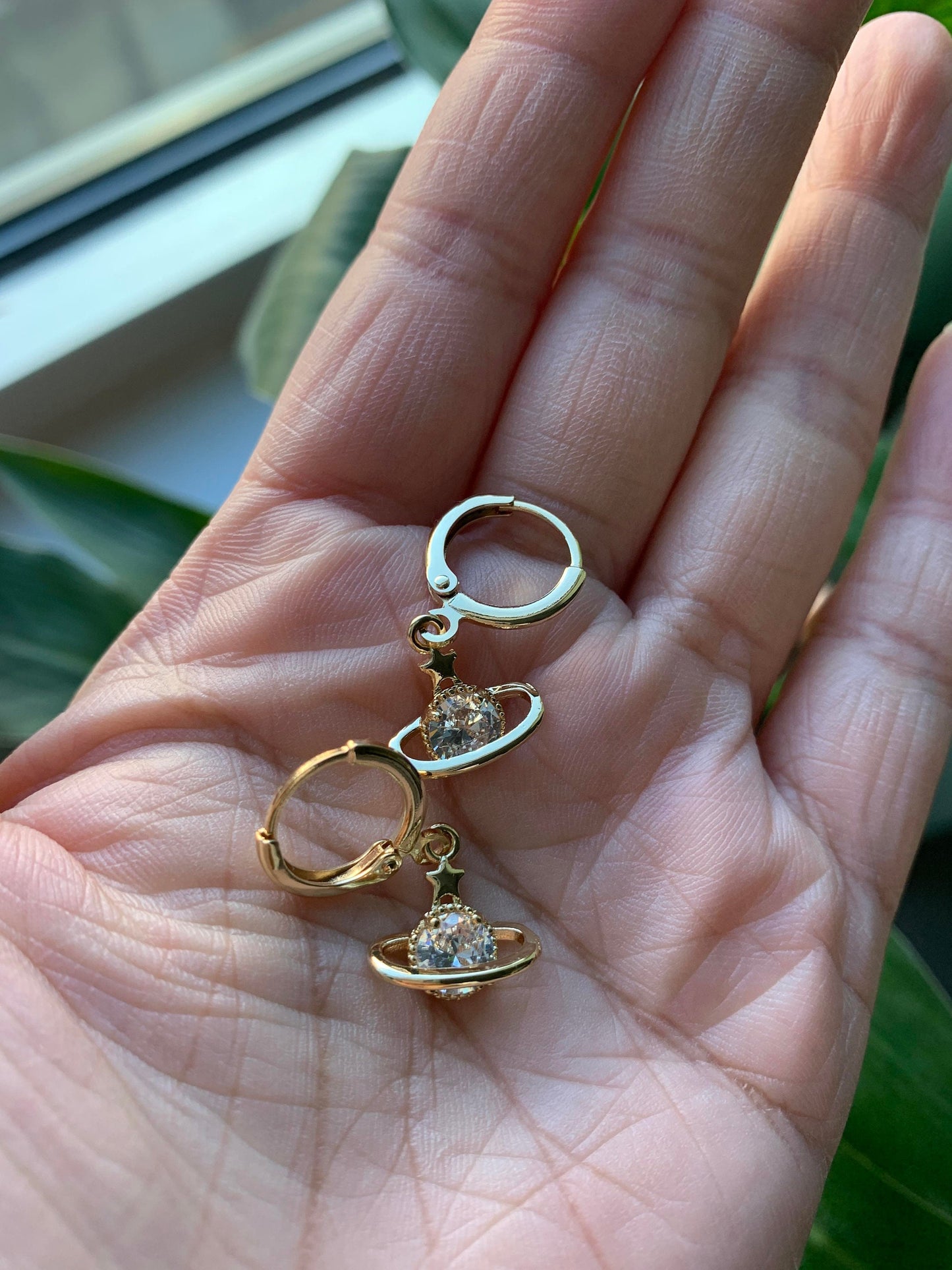 Dainty Planet Huggie Earrings