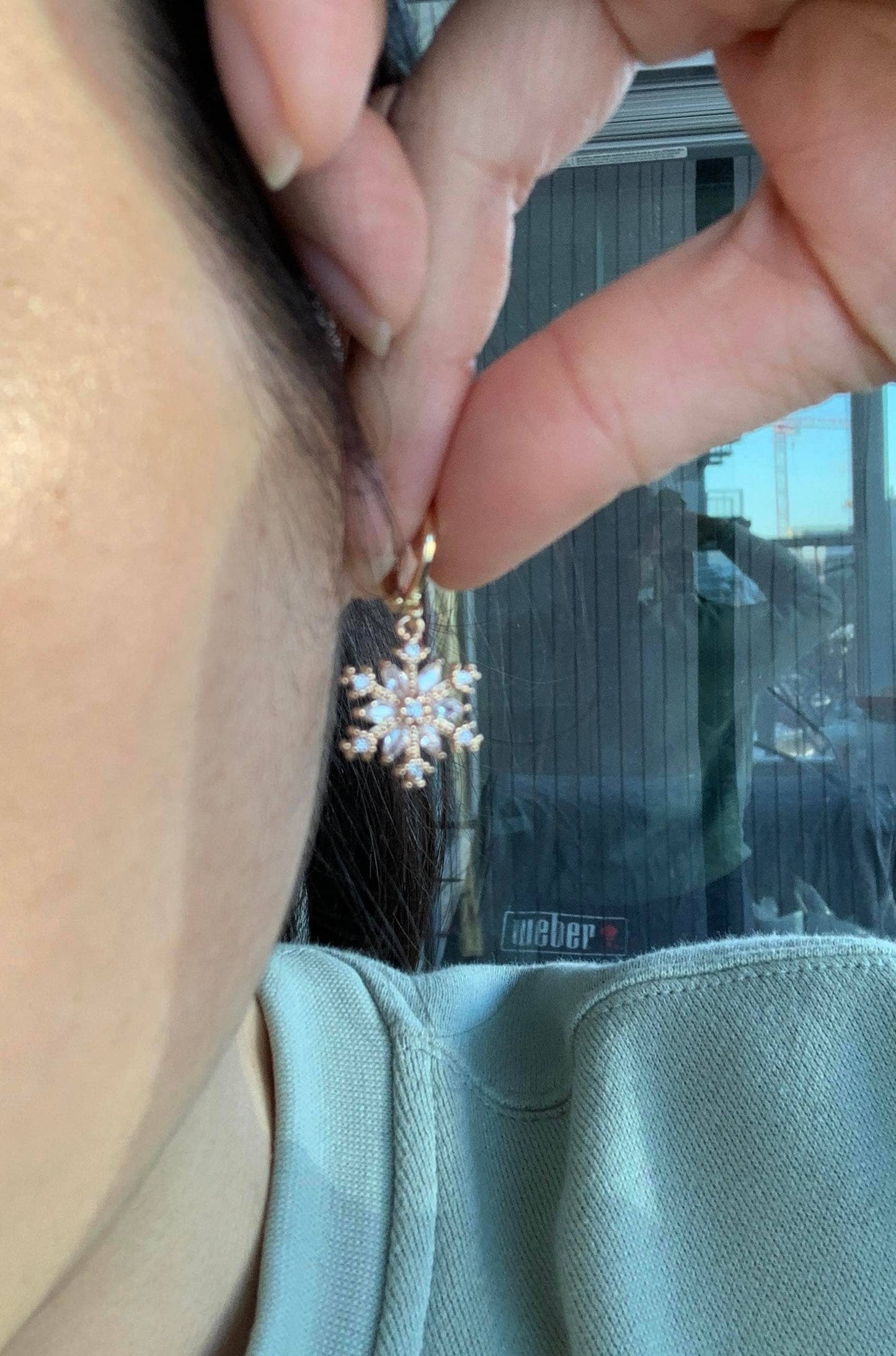 Dainty Snowflake Dangle Earrings