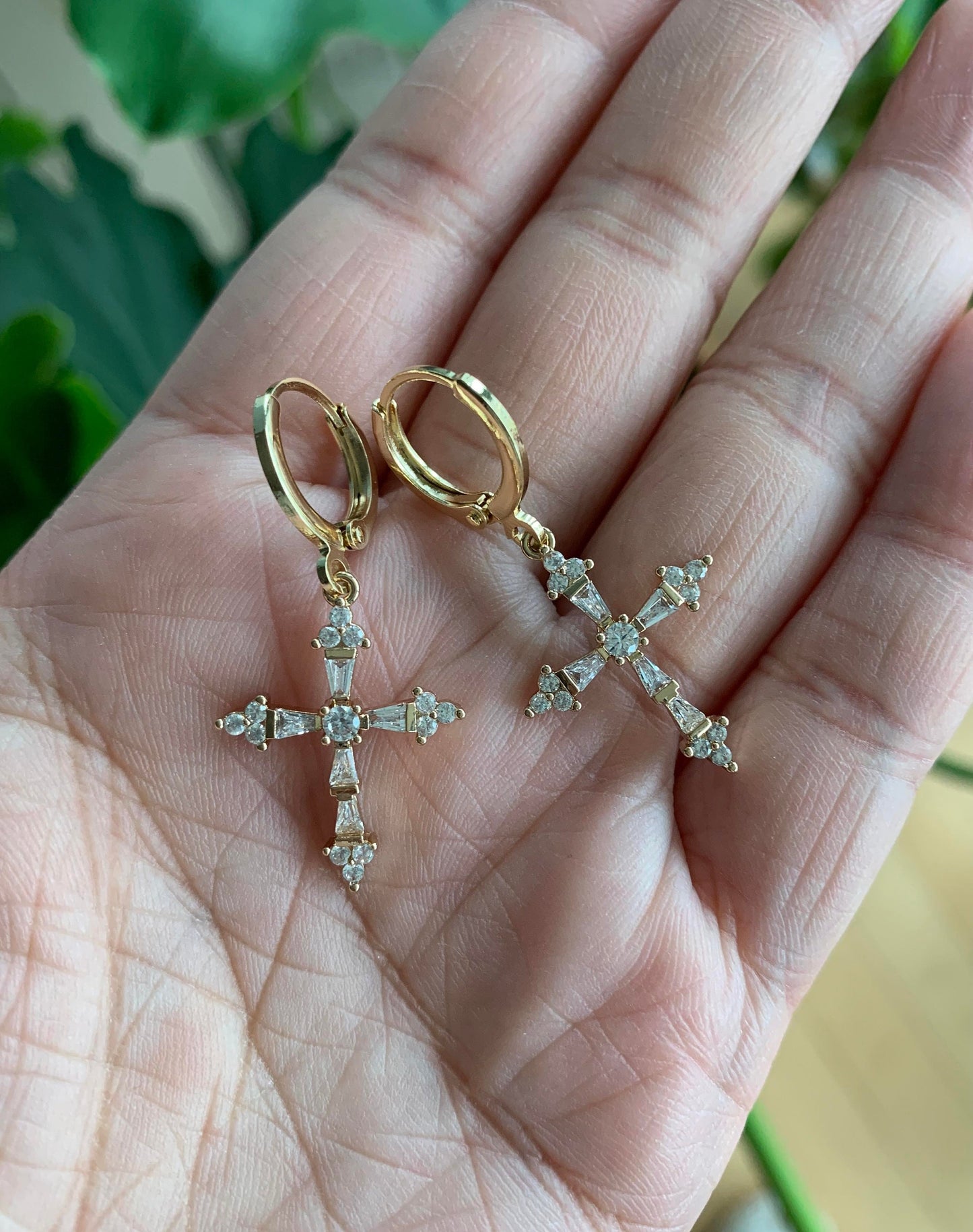 Dainty Cross Huggie Hoop Earrings