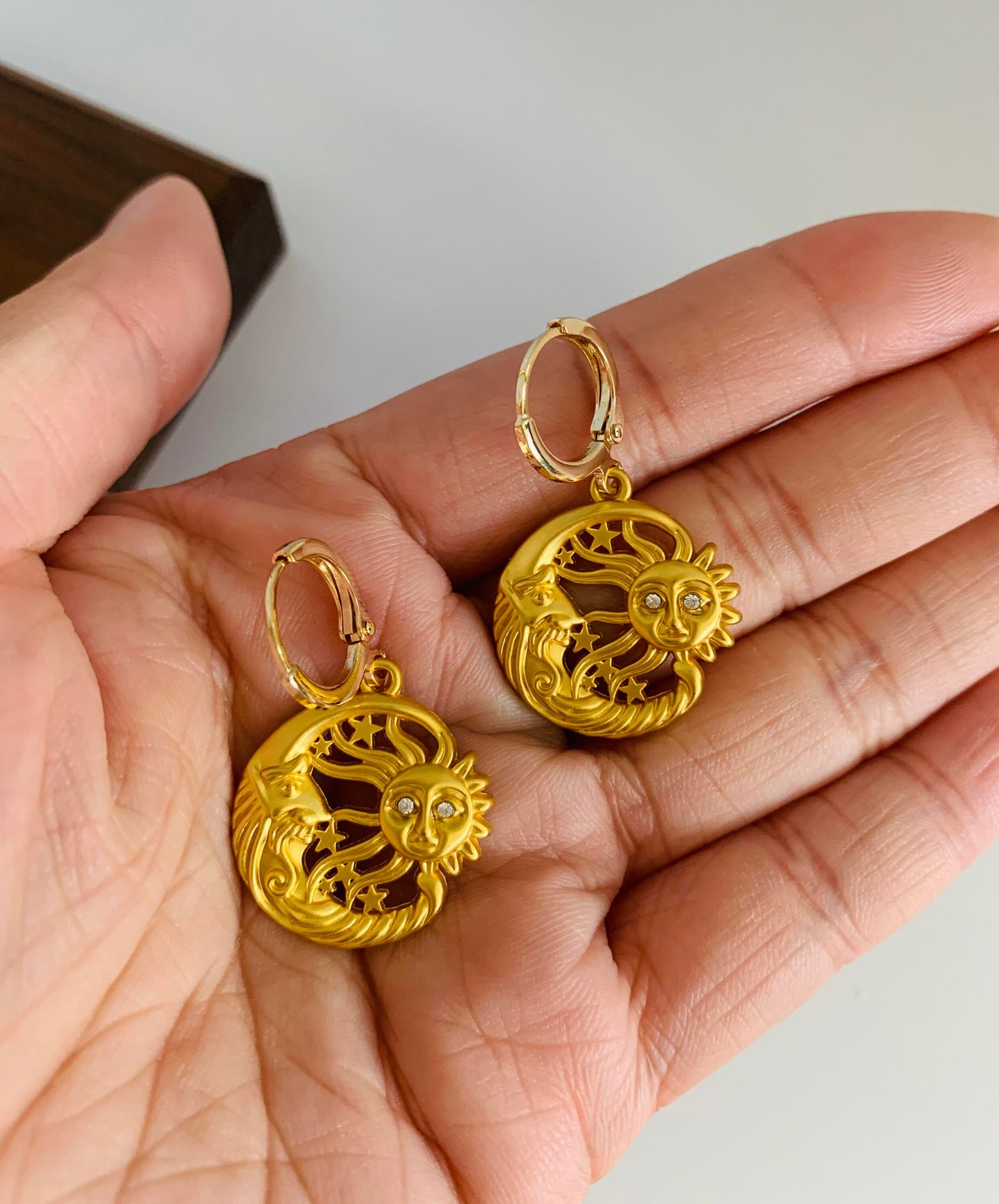 The Sun and Moon Huggie Earrings