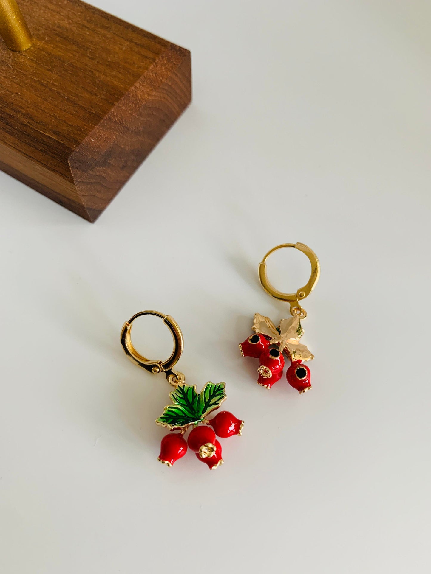 Dainty Cranberry Huggie Earrings