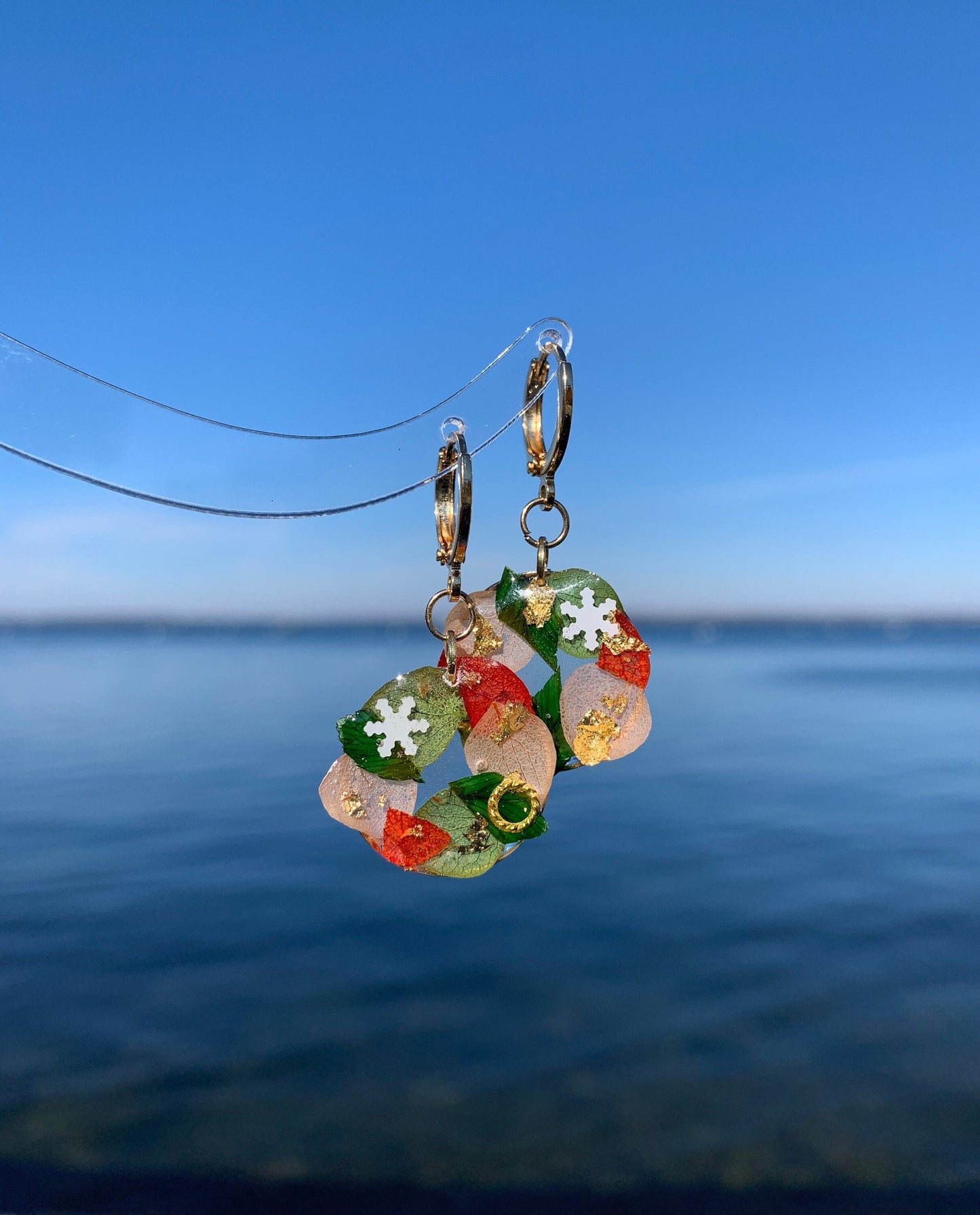 Original Design Christmas Wreath Earrings