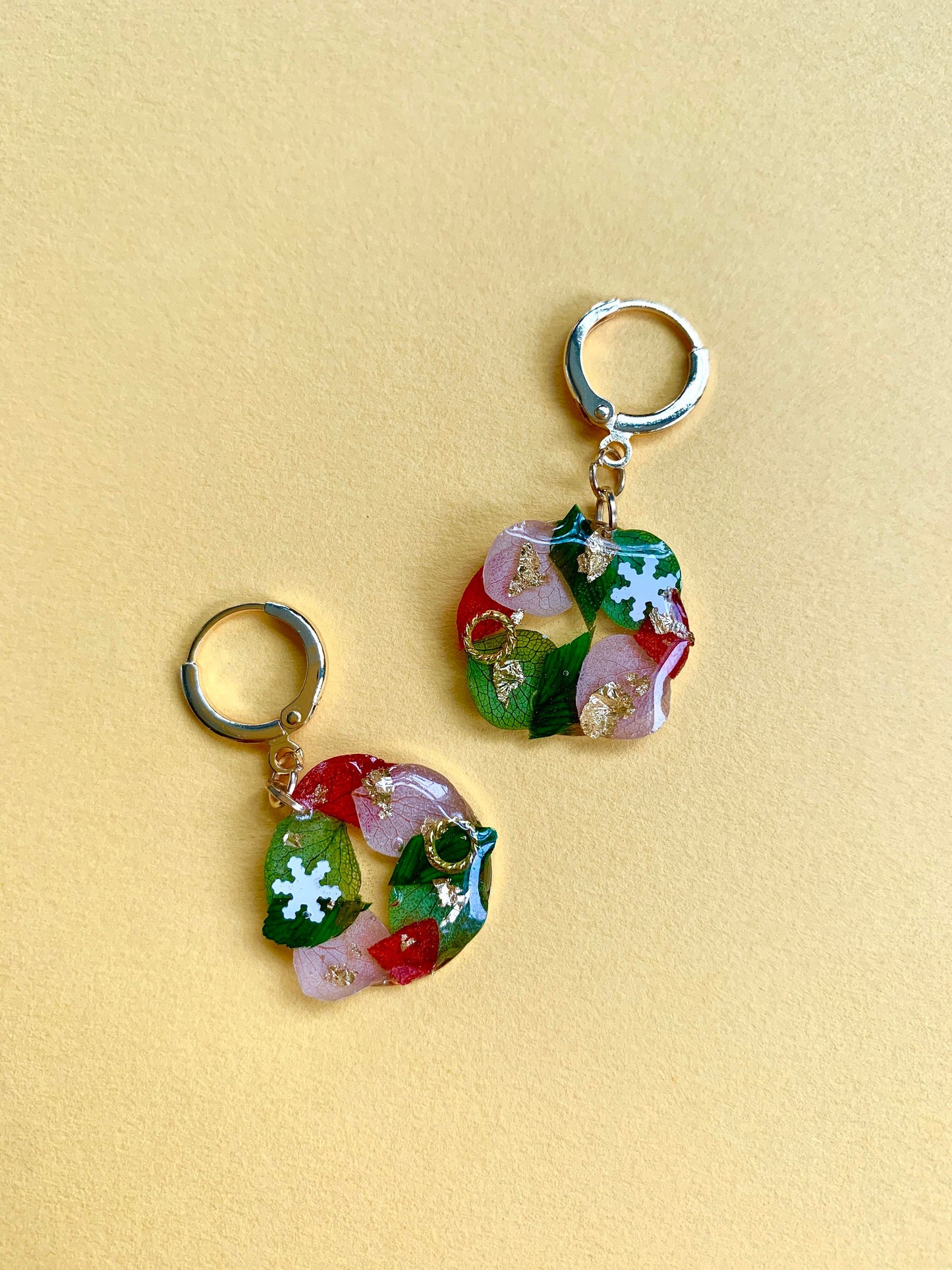 Original Design Christmas Wreath Earrings