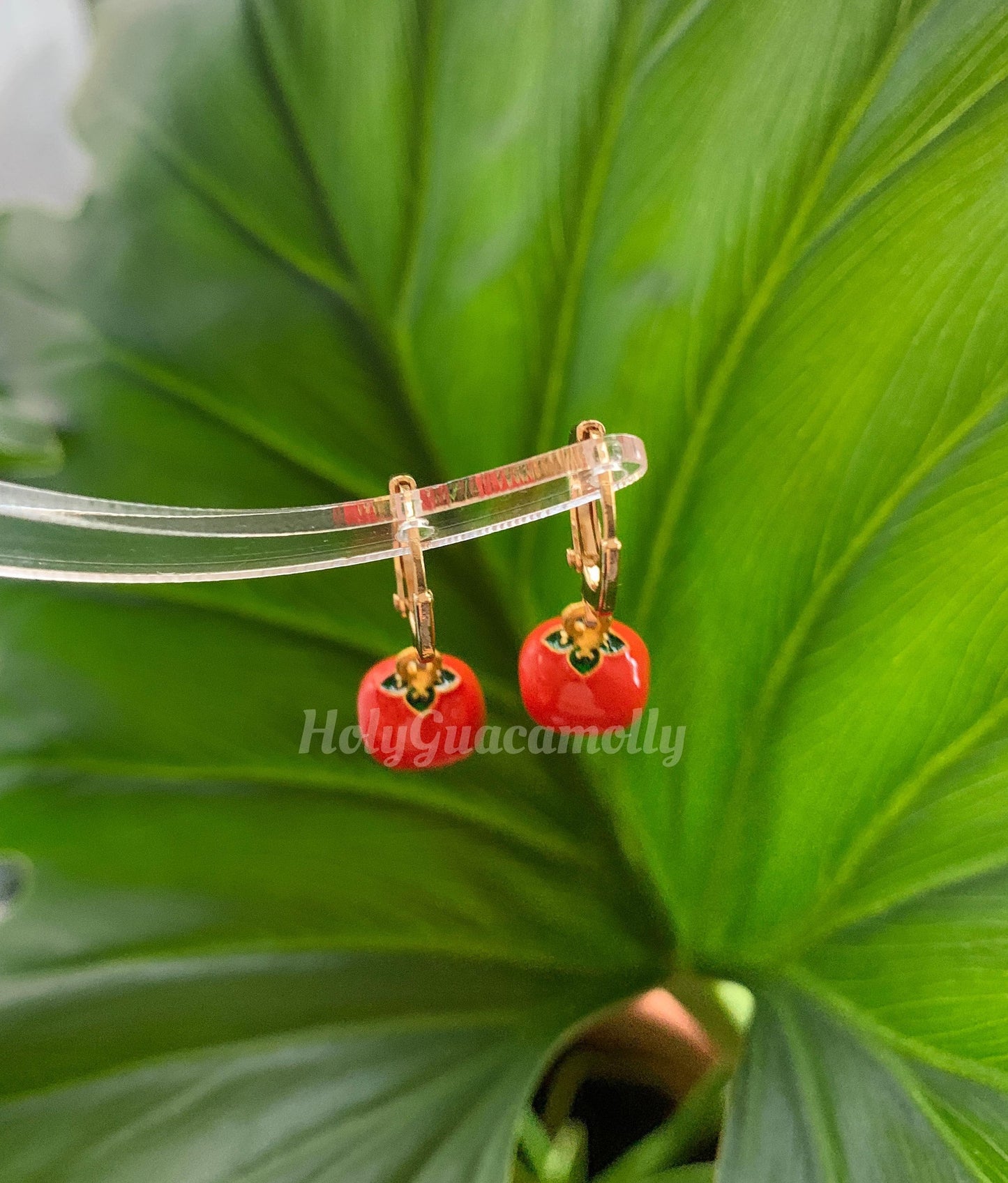 Dainty Tomato Huggie Earrings