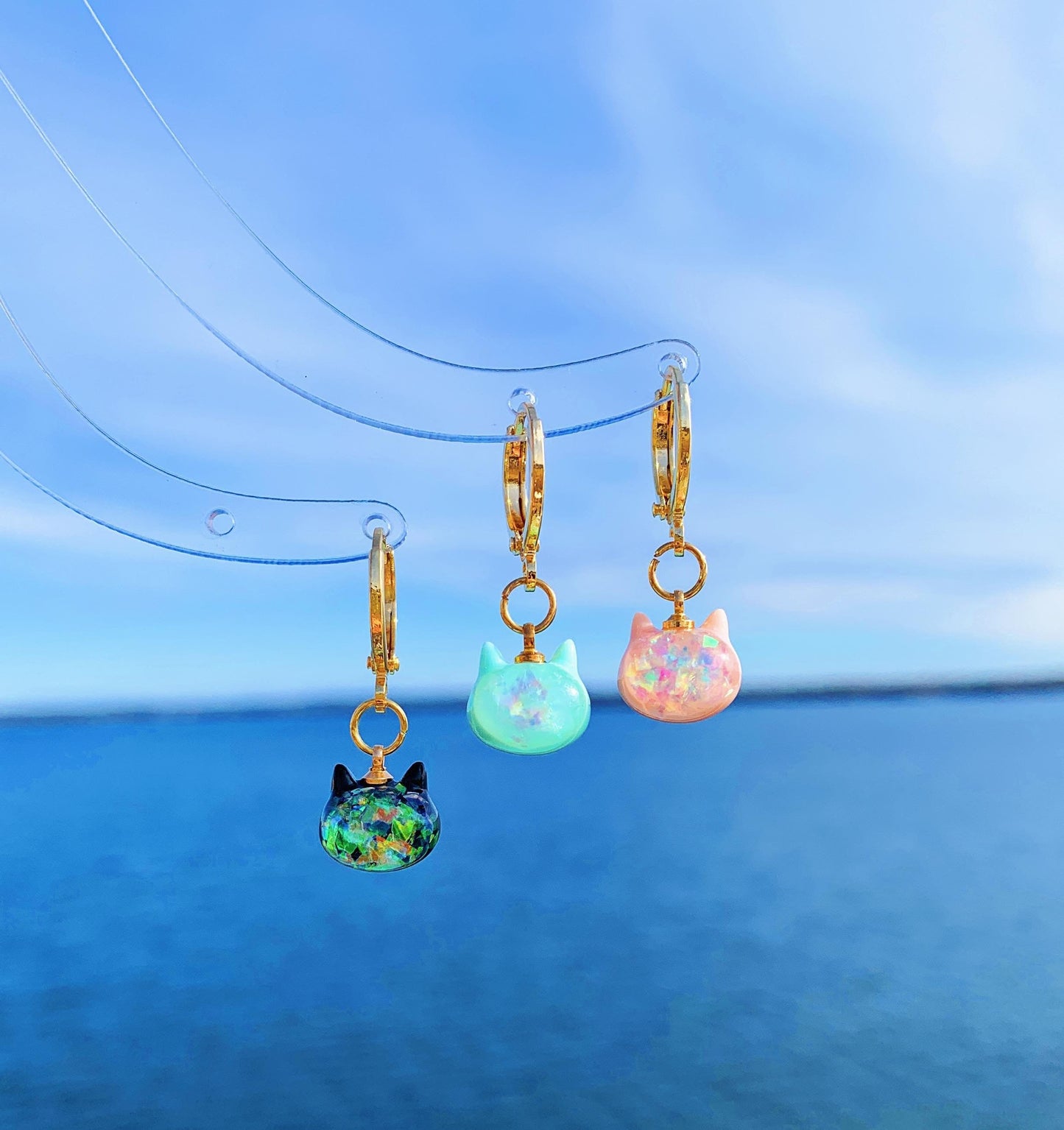 Unique Candy Cat Huggie Earrings