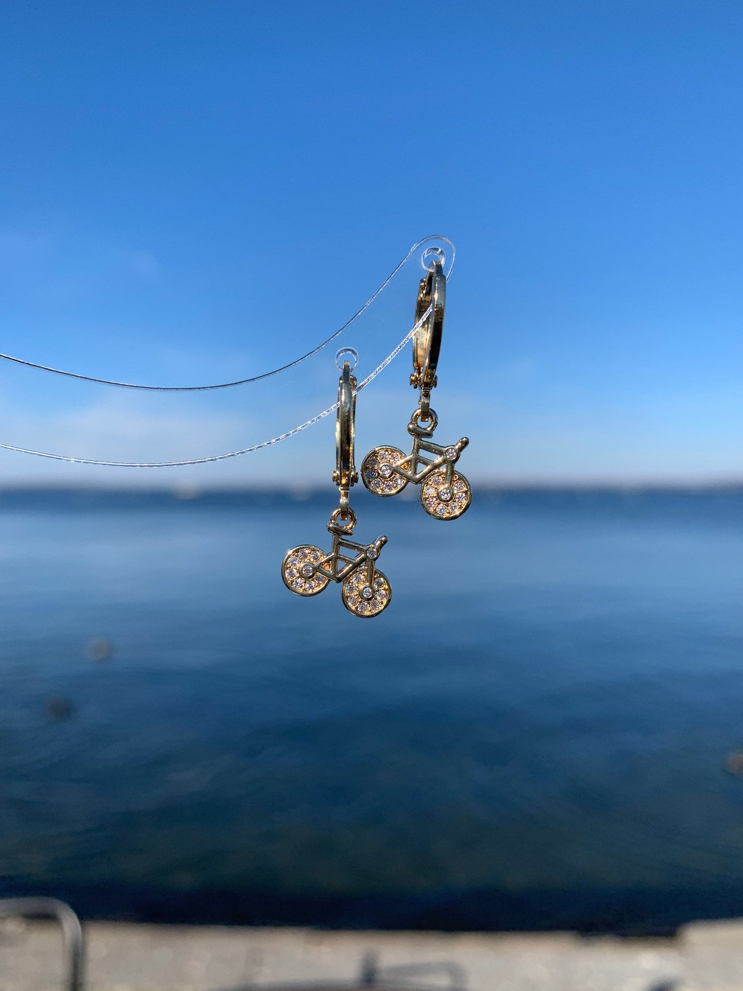 Dainty Bike Dangle Earrings