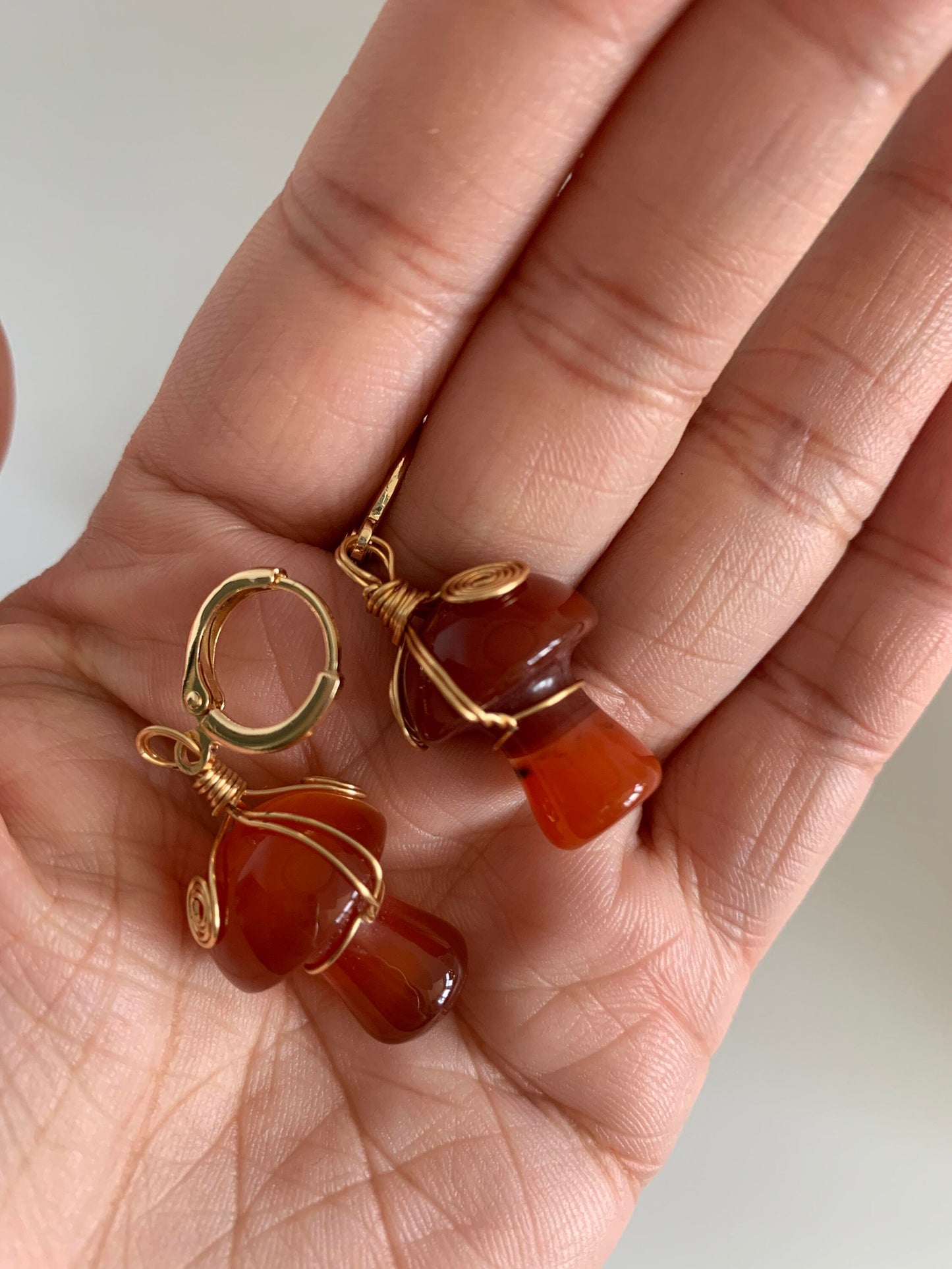 Glass Bead Mushroom Dangle Earrings