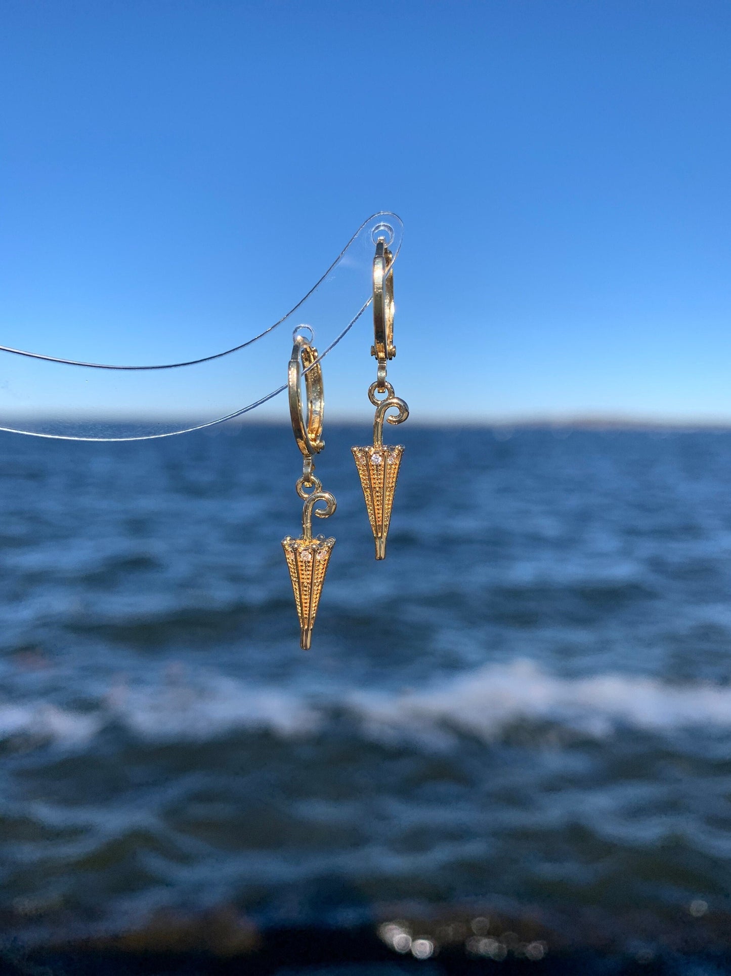 Dainty Umbrella Huggie Earrings
