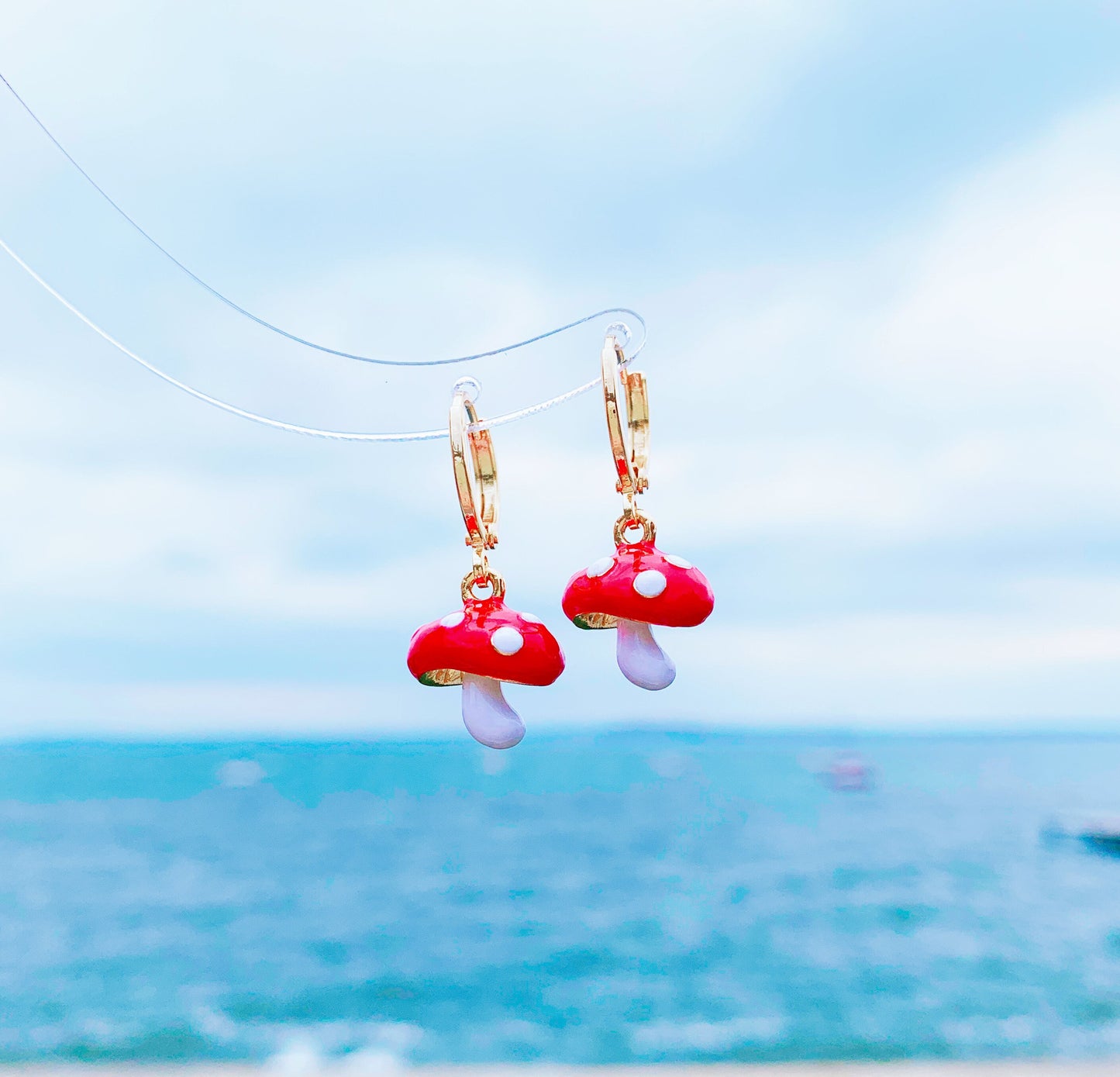 Dainty Mushroom Dangle Earrings
