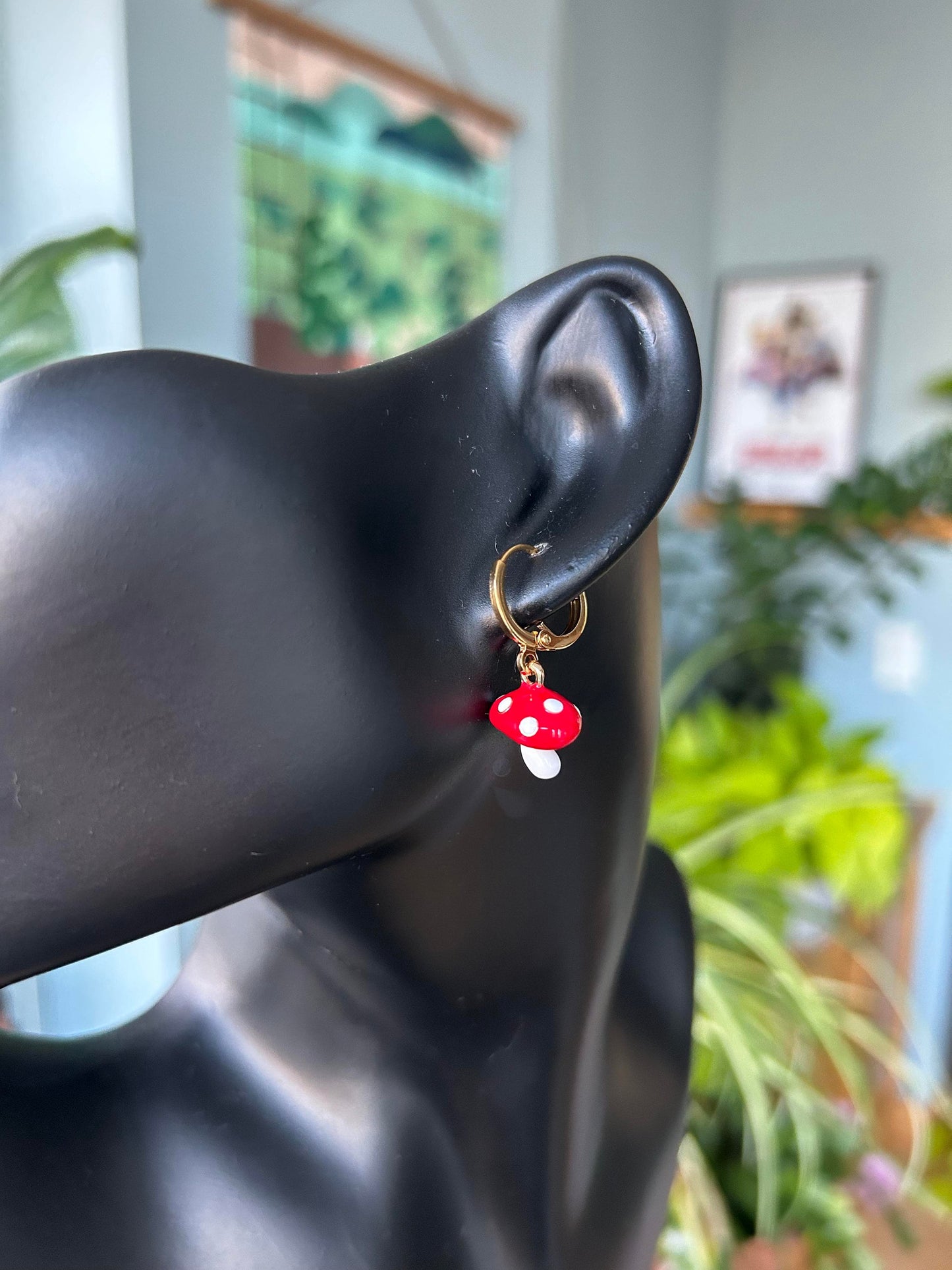 Dainty Mushroom Dangle Earrings