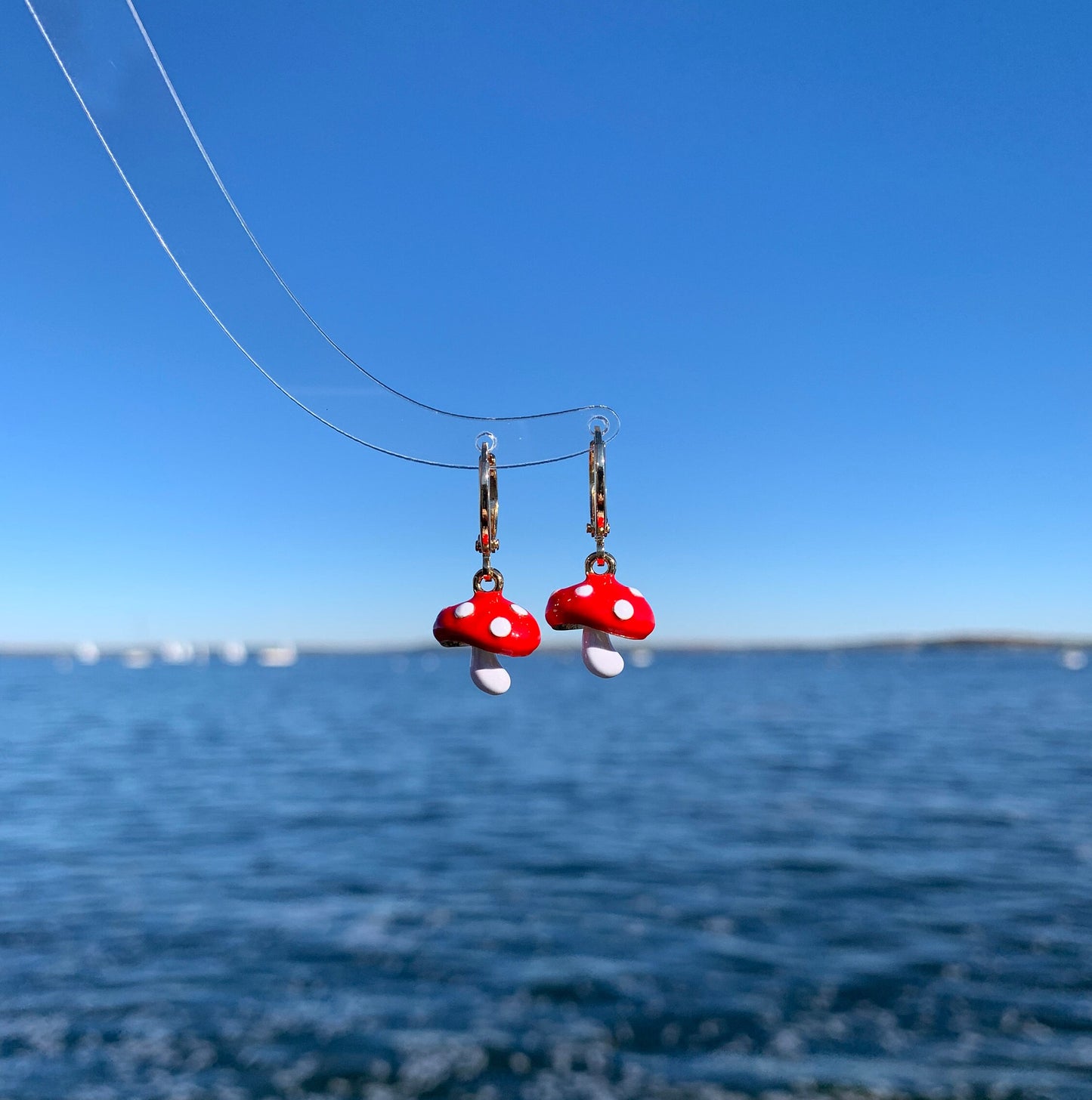 Dainty Mushroom Dangle Earrings