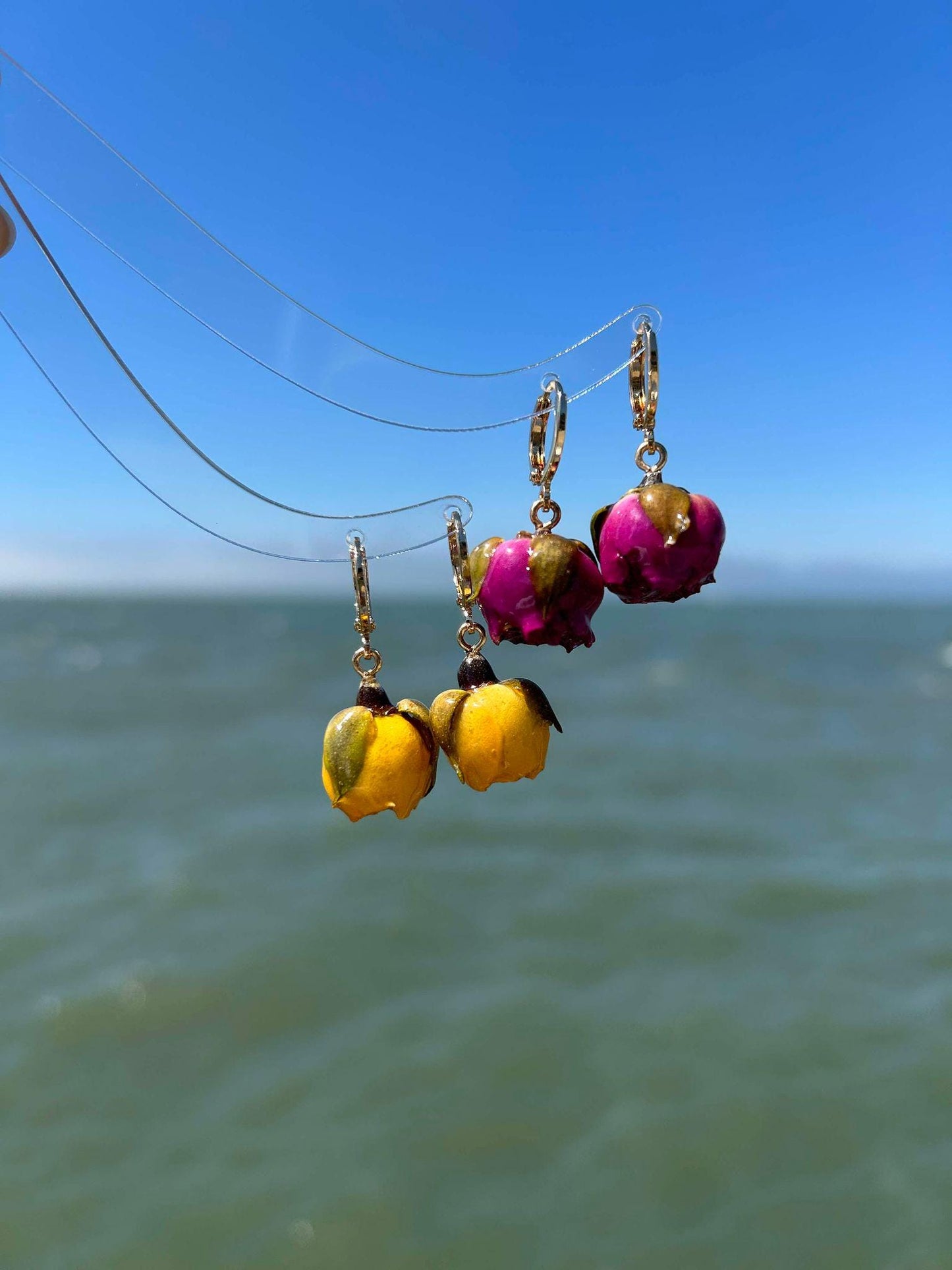 Unique Real Rose Earrings