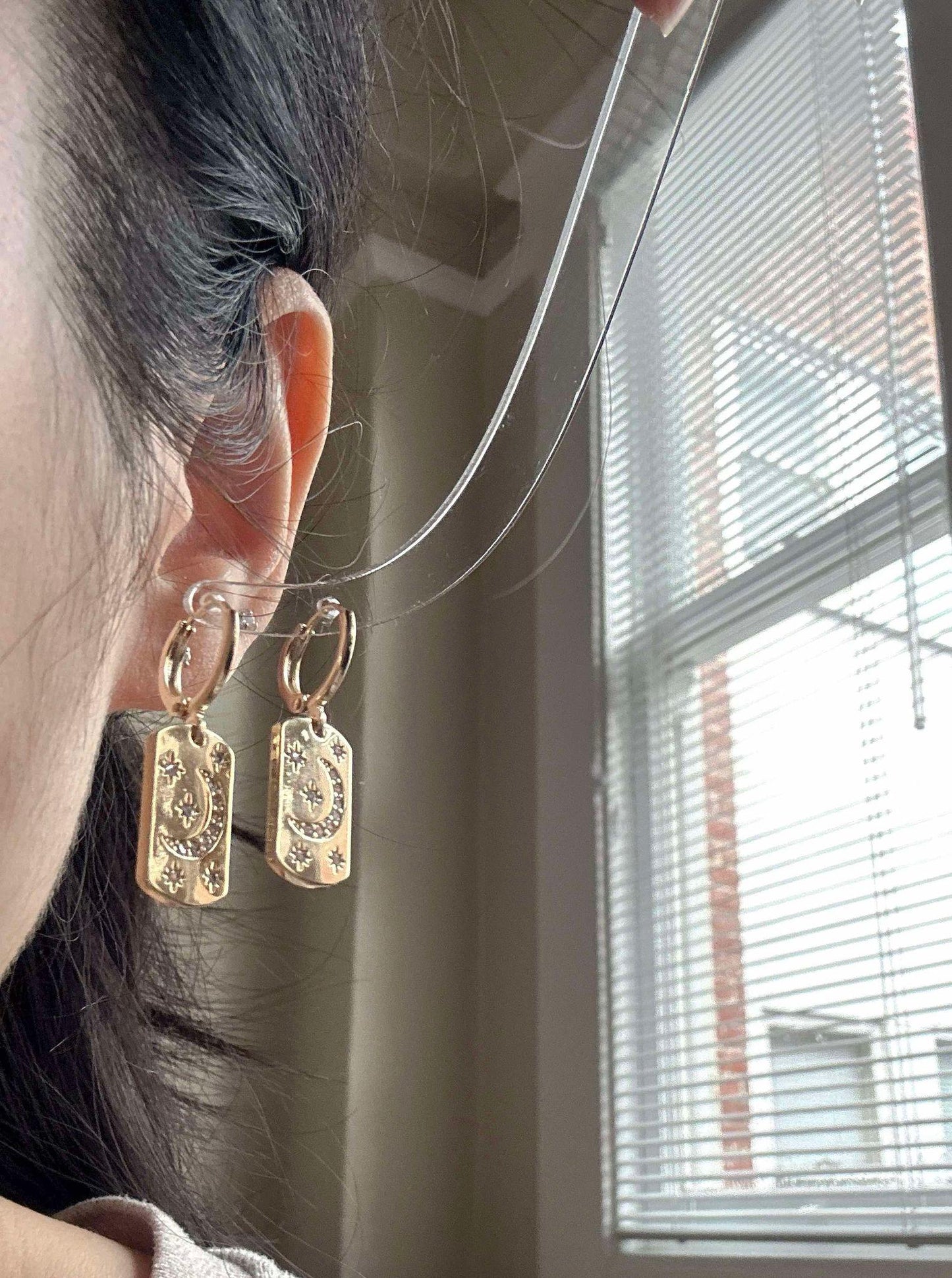 Dainty Moon and Star Earrings