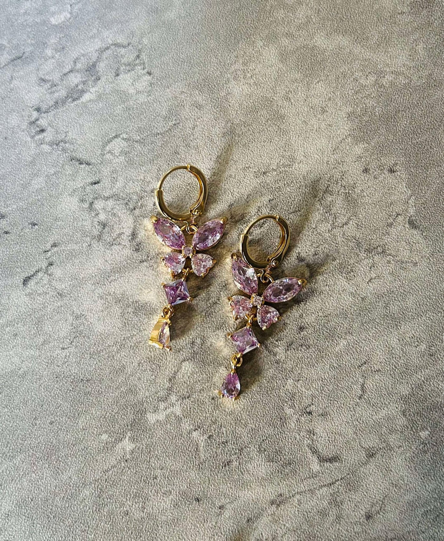 14K Gold Plateted Butterfly Dangle Earrings