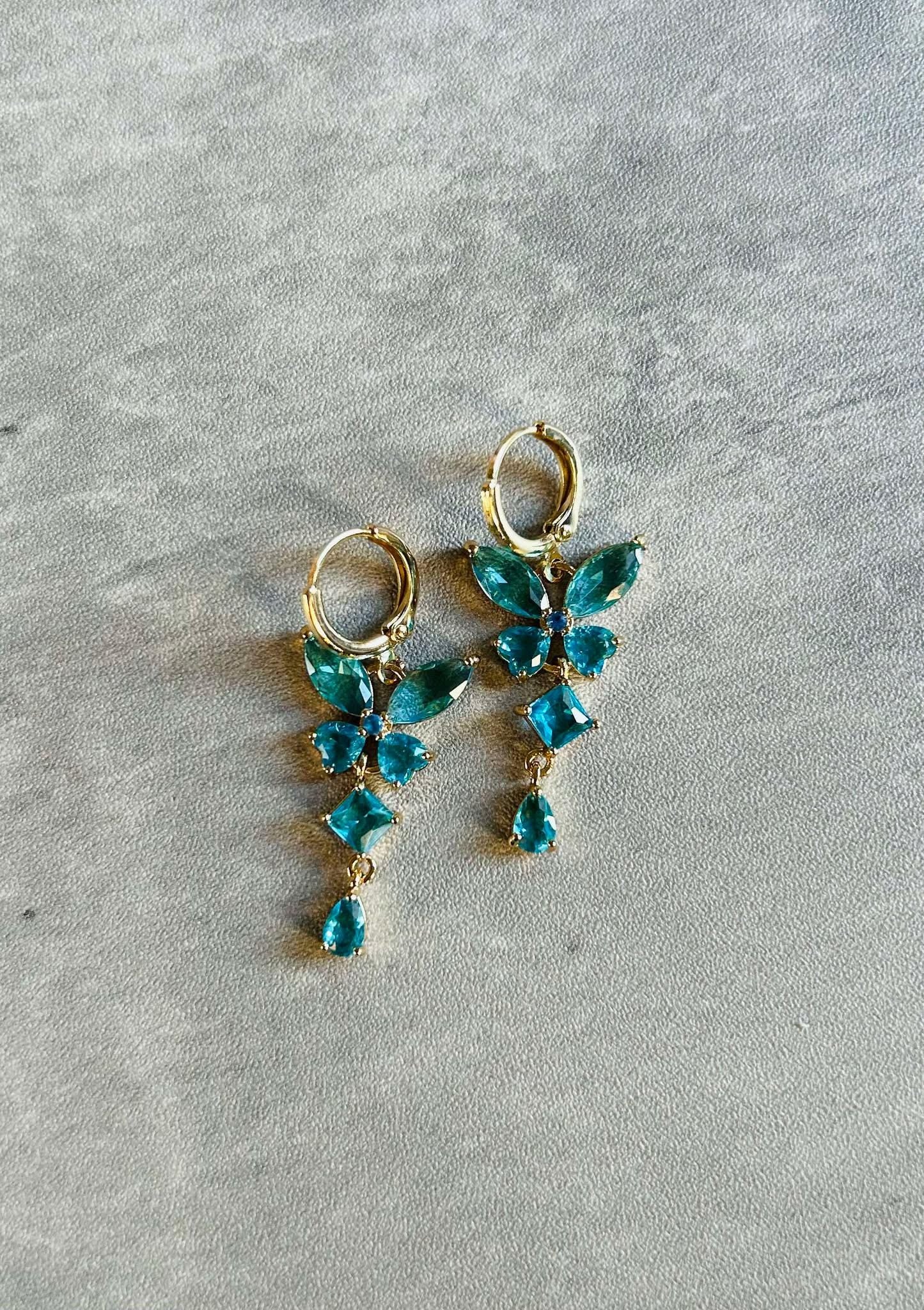 14K Gold Plateted Butterfly Dangle Earrings