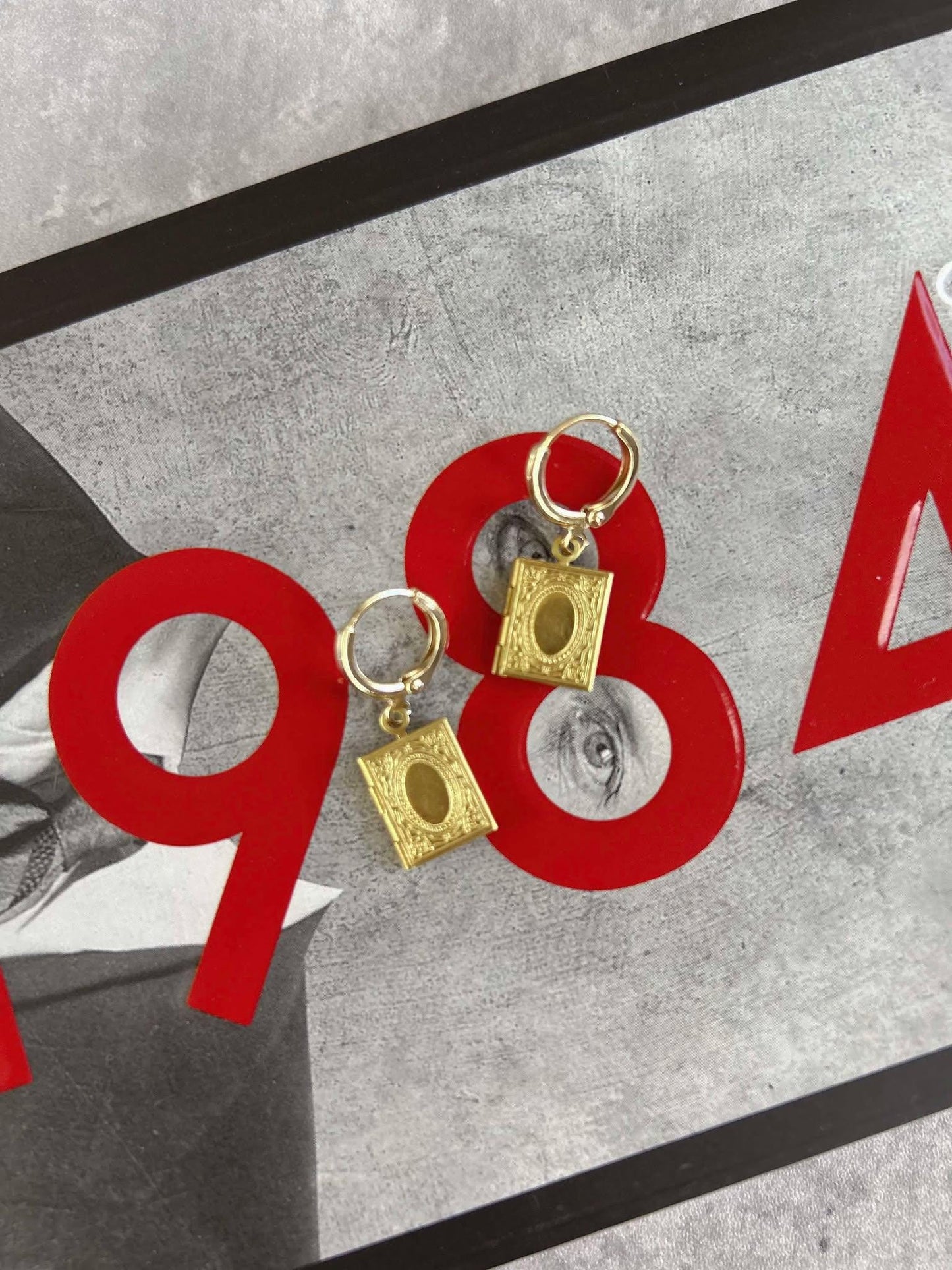 14K Gold Plated Dainty Books Earrings