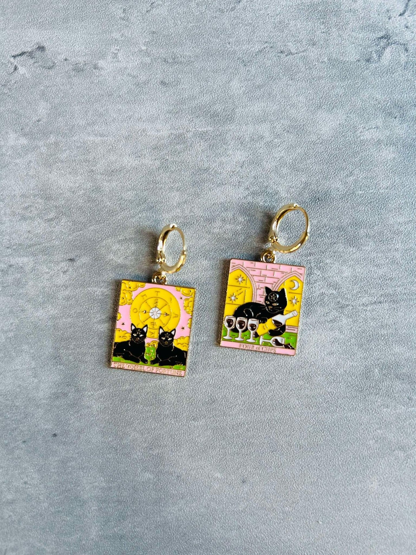 Pink Tarot Card Huggie Earrings