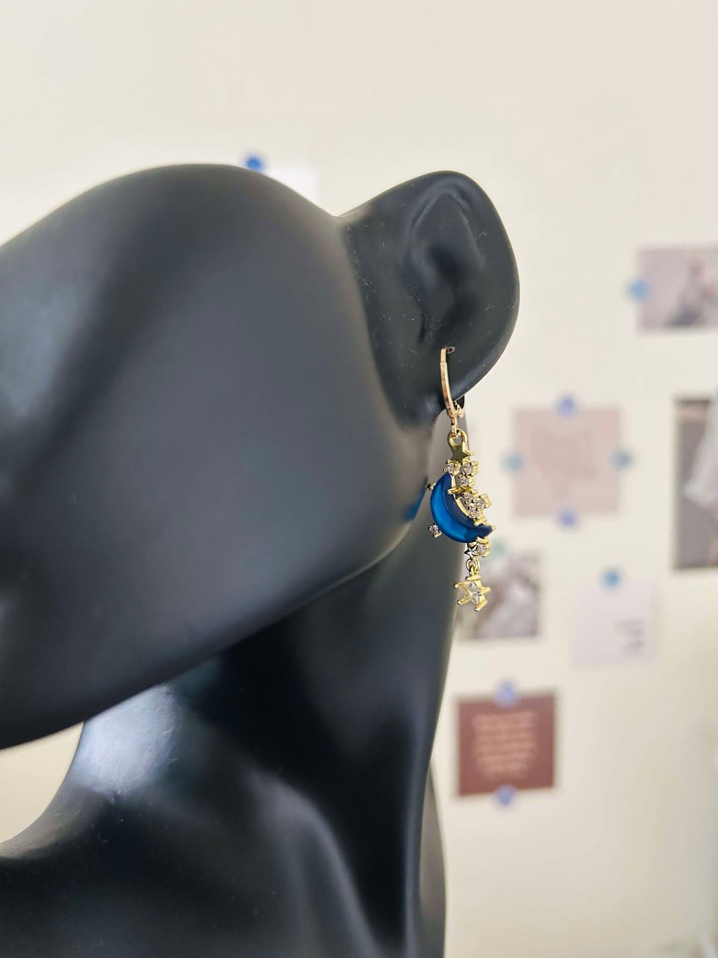 Dainty Blue Moon Earrings