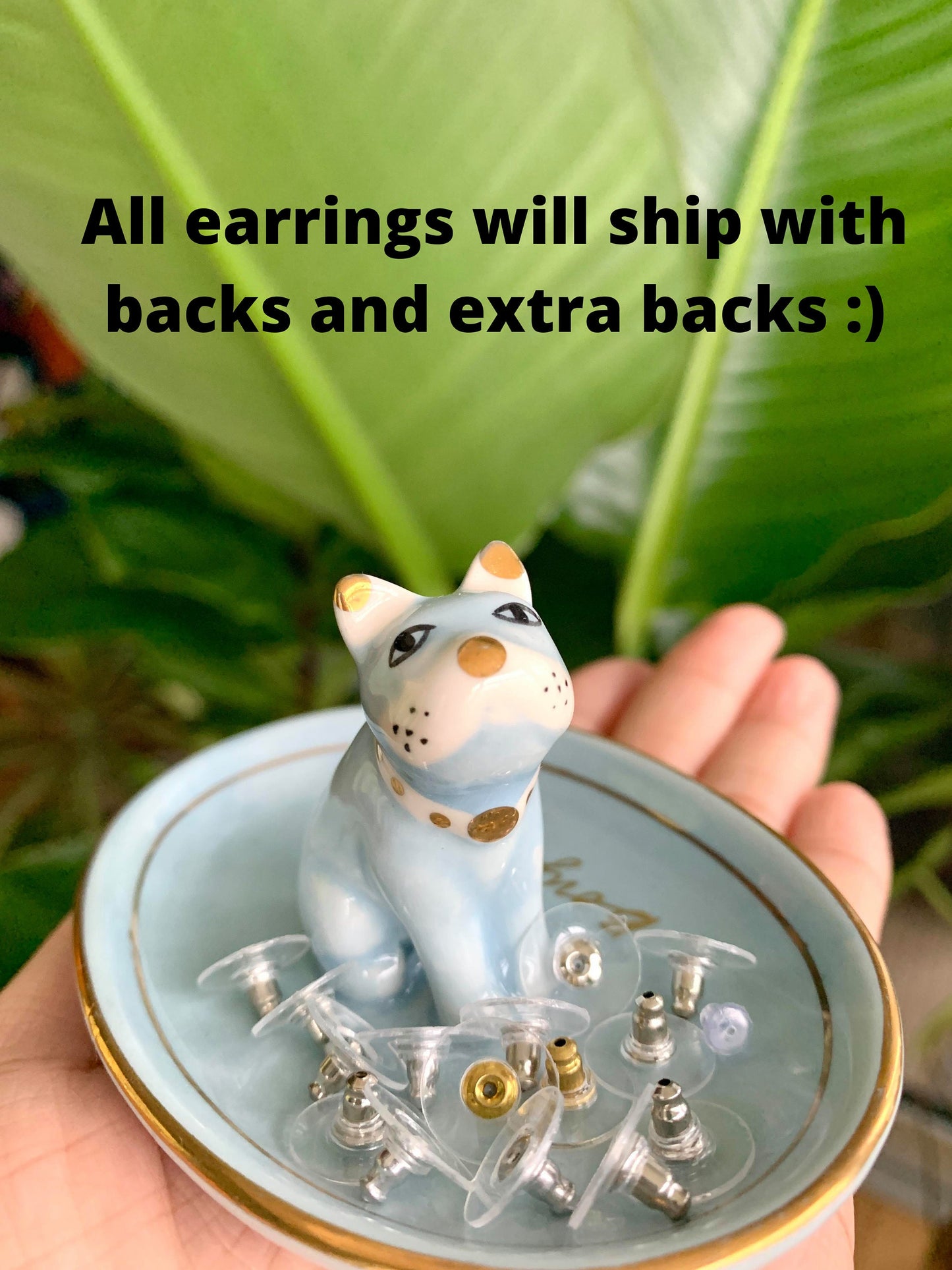 Unique Cat and Lily Drop Earrings