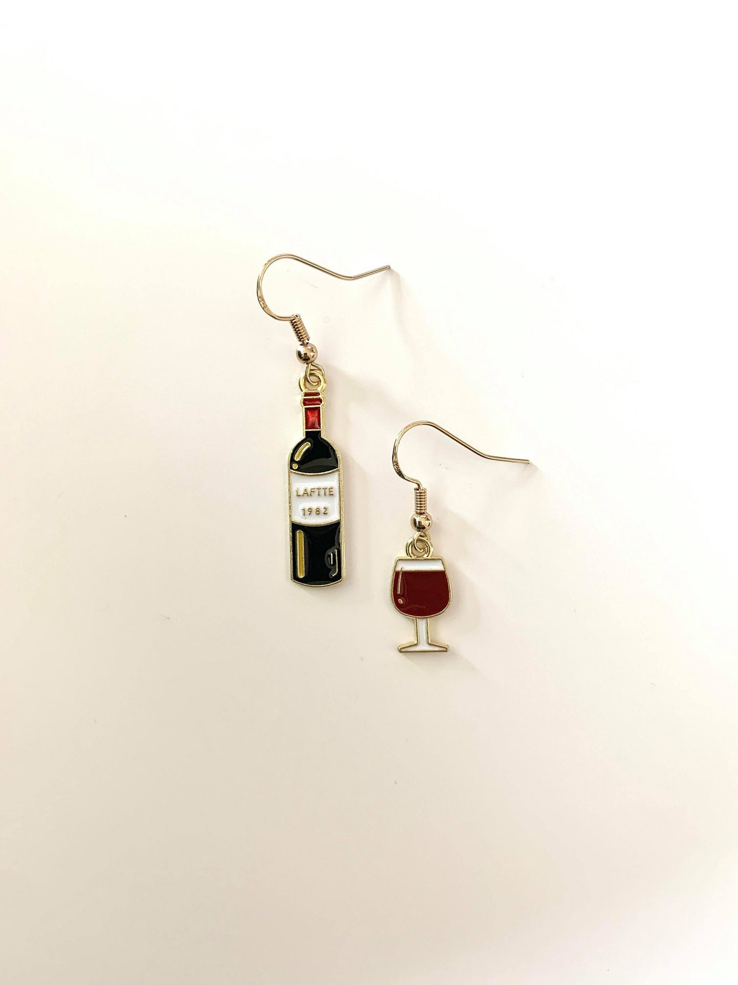 Unique Red Wine and Glass Earrings