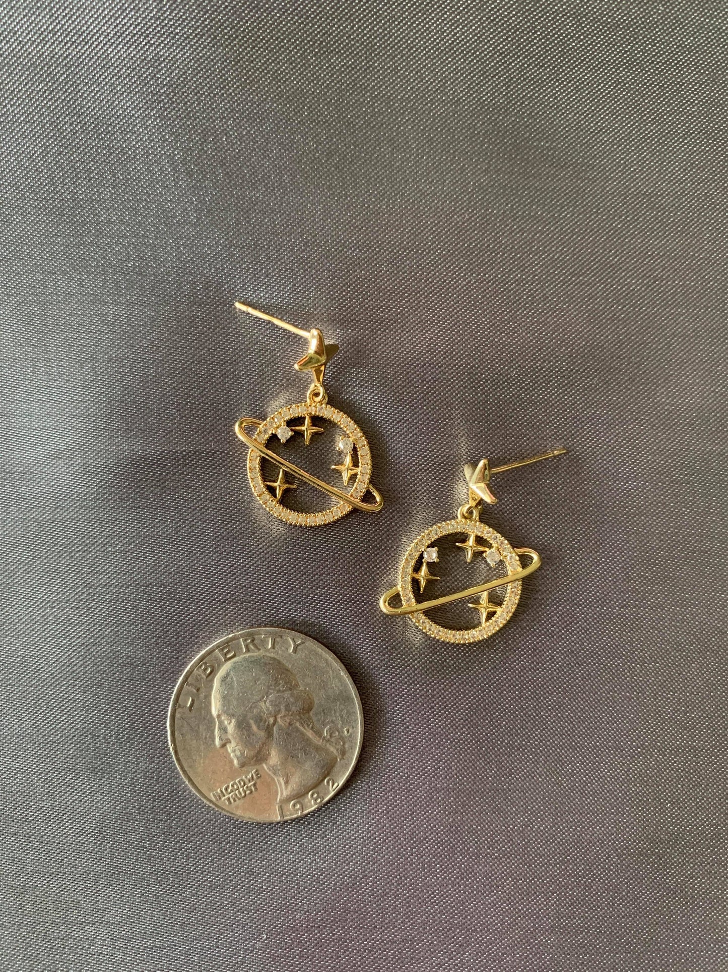 Dainty 14K Gold The Planet Drop Earrings