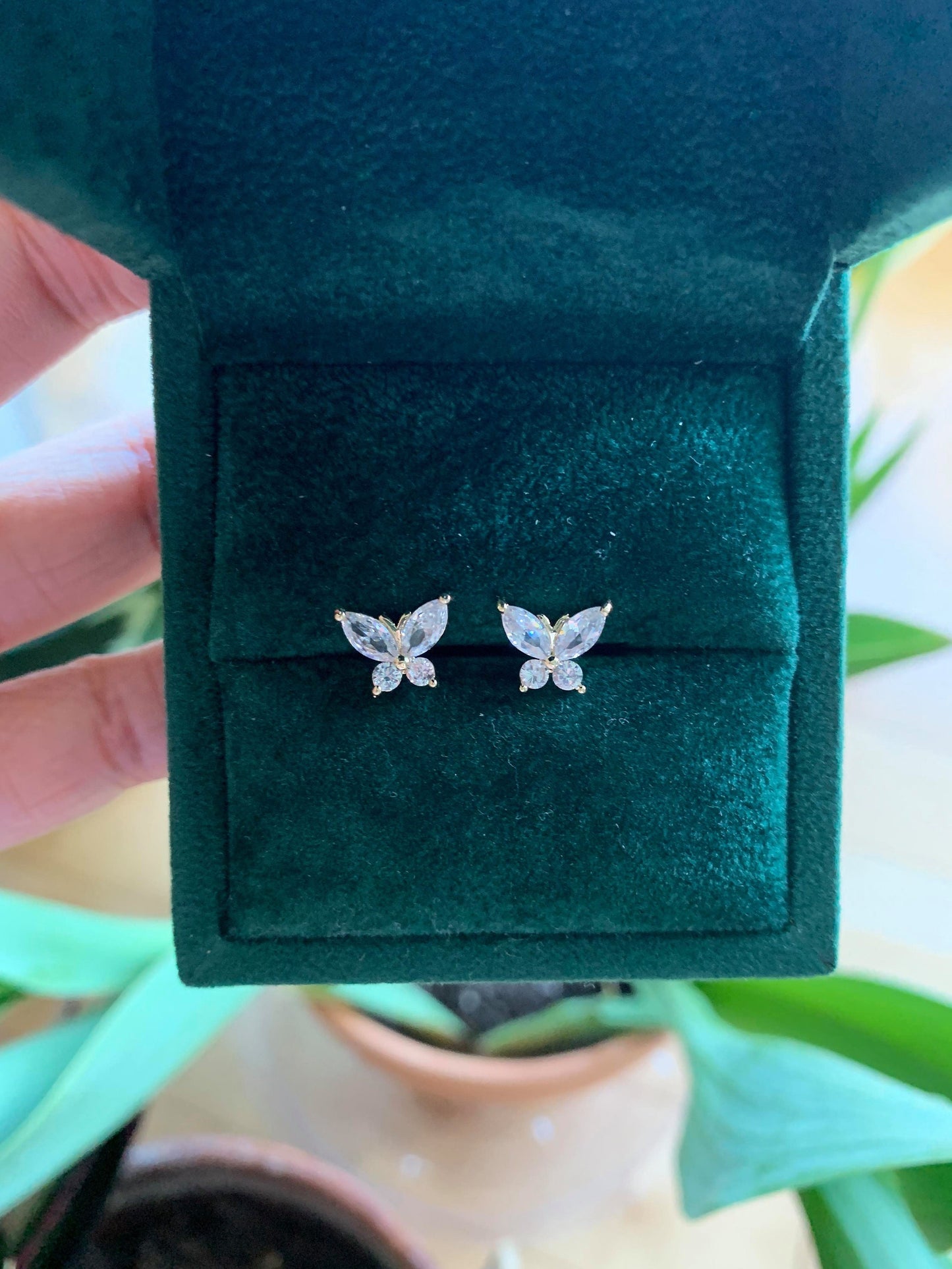 Dainty 14K Gold Plated Butterfly Earrings