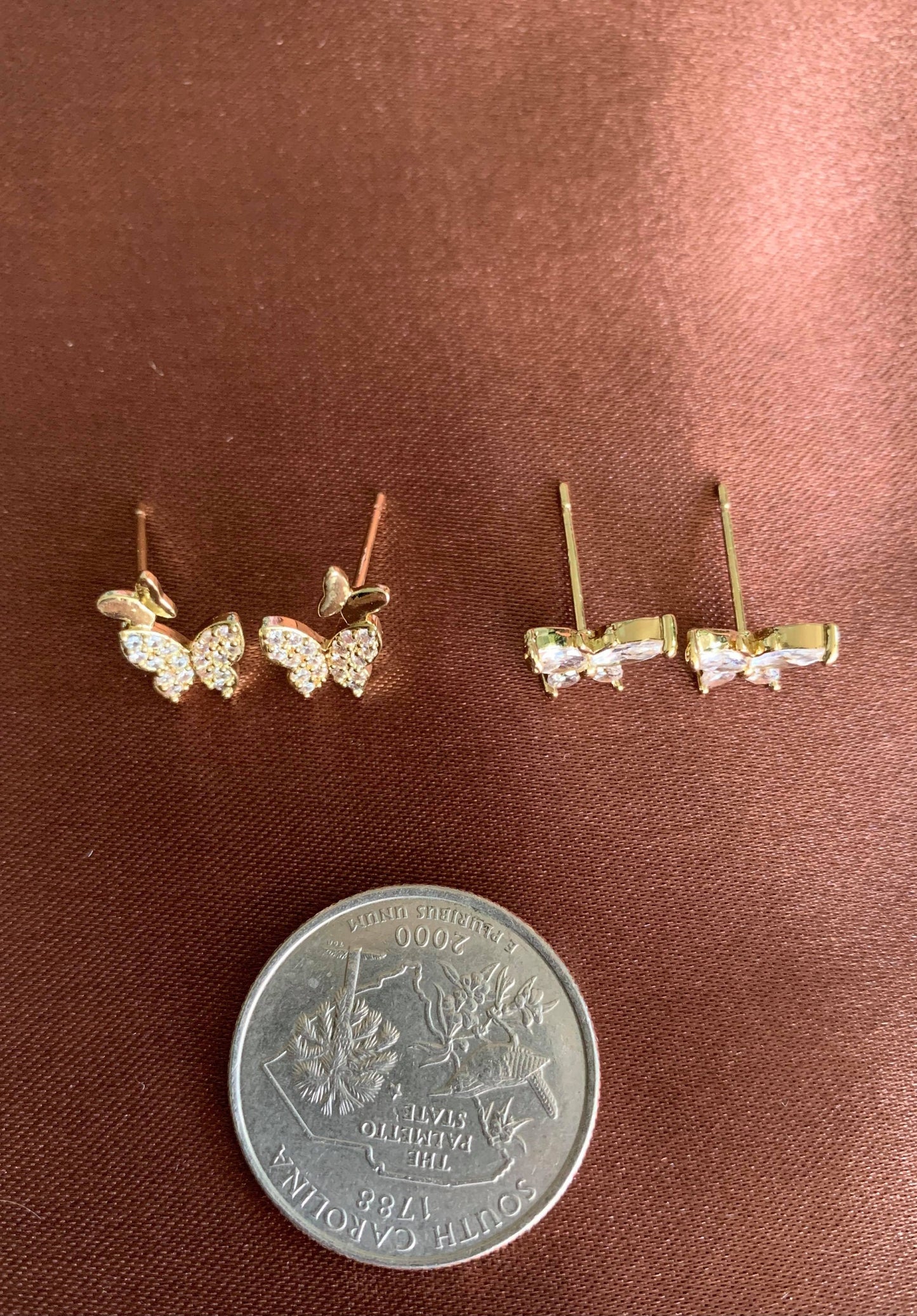 Dainty 14K Gold Plated Butterfly Earrings