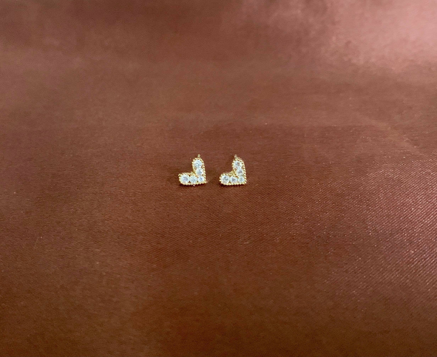 Dainty 14K Gold Plated Small Heart Stud Earrings