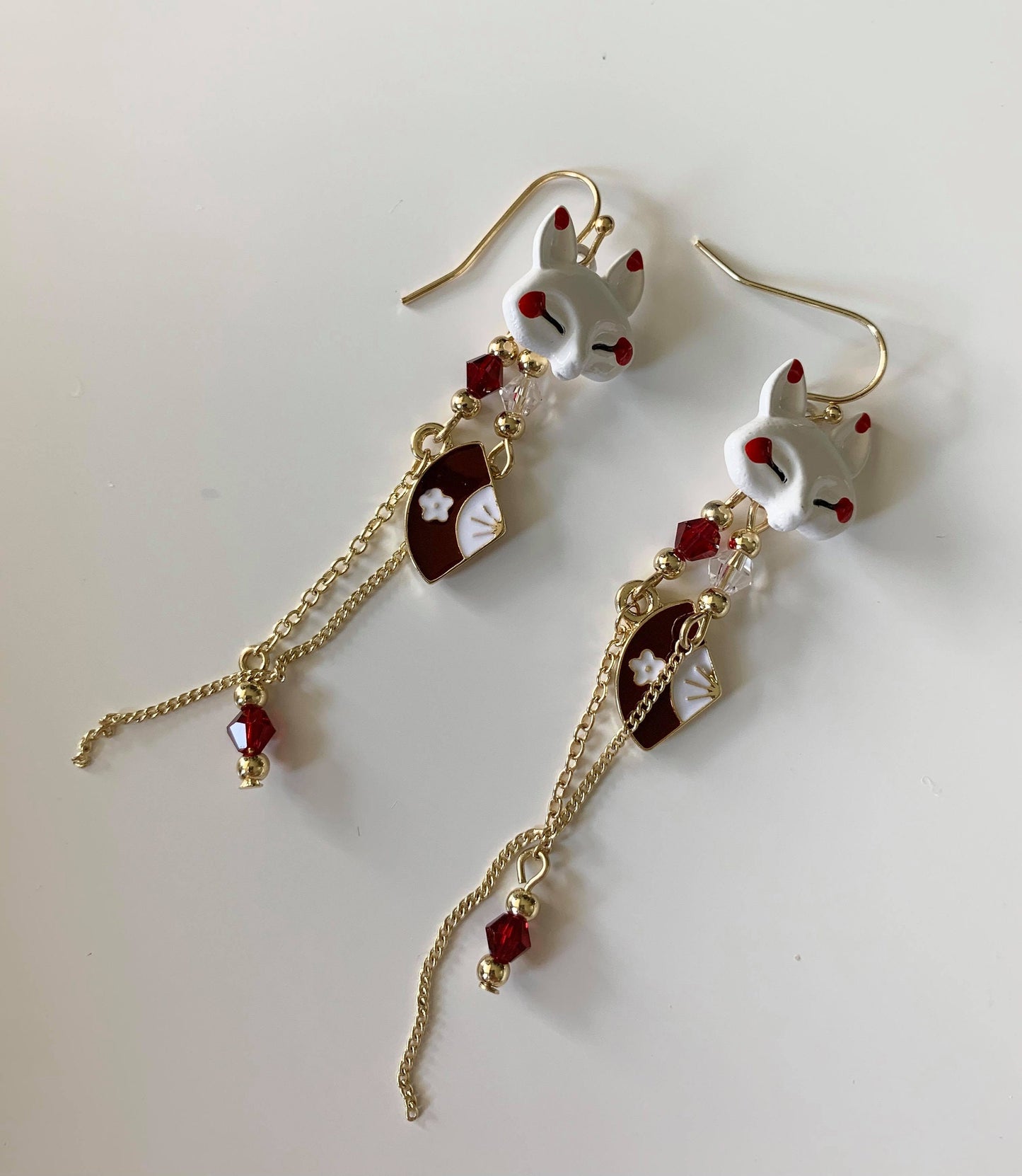 Unique Kitsune Fox Mask Earrings