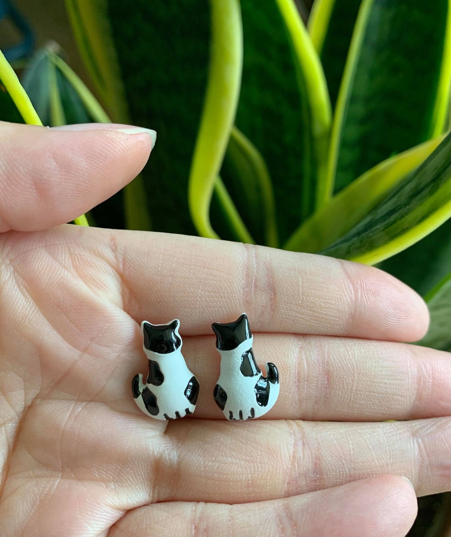 Unique Calico Cat Stud Earrings
