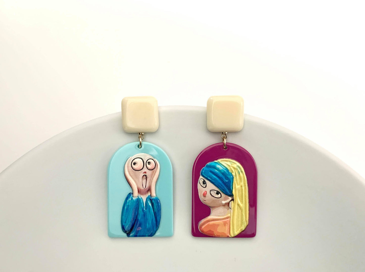 Acrylic Quirky Oil Painting Earrings