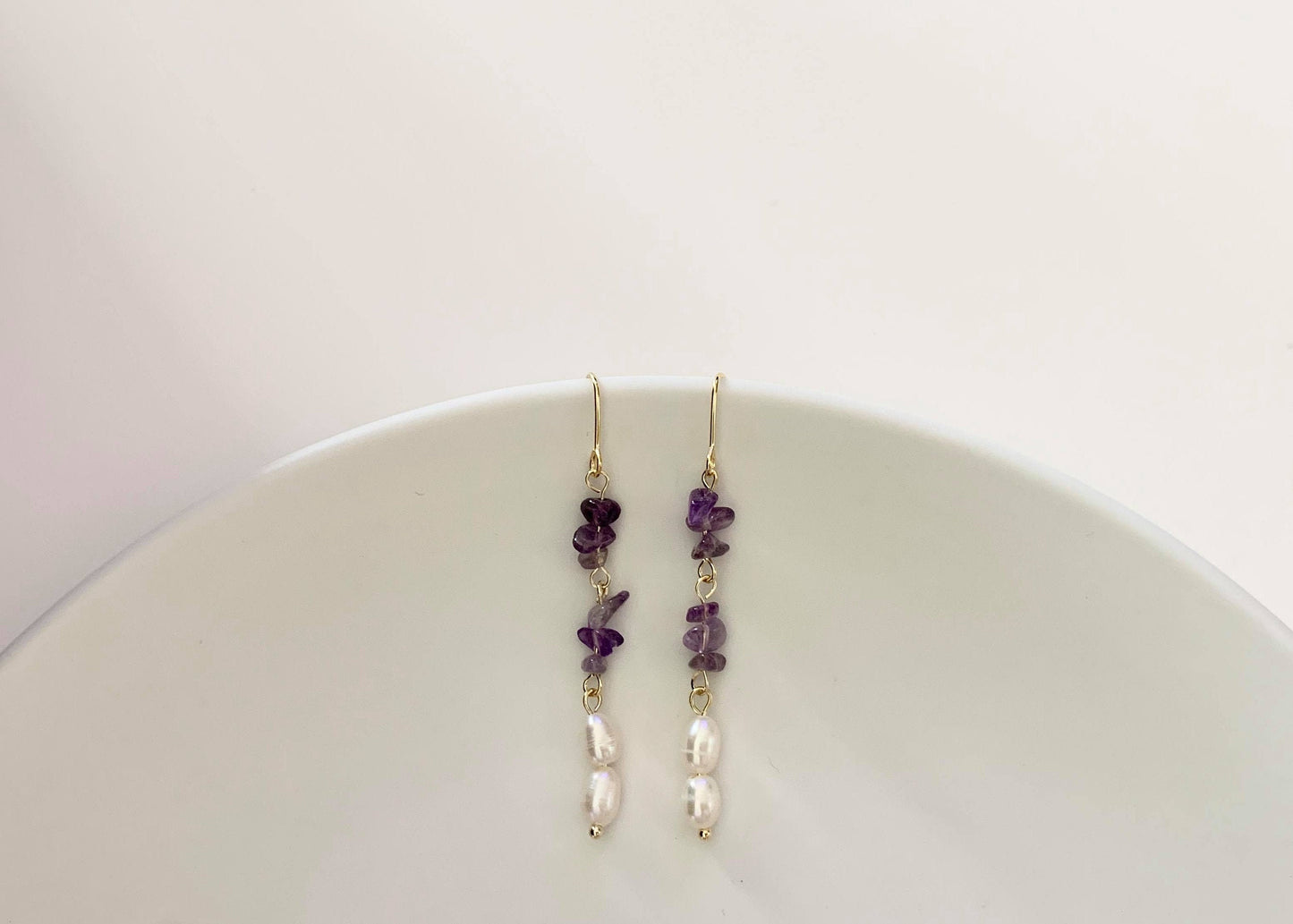 Unique Amethyst and Pearl Earrings
