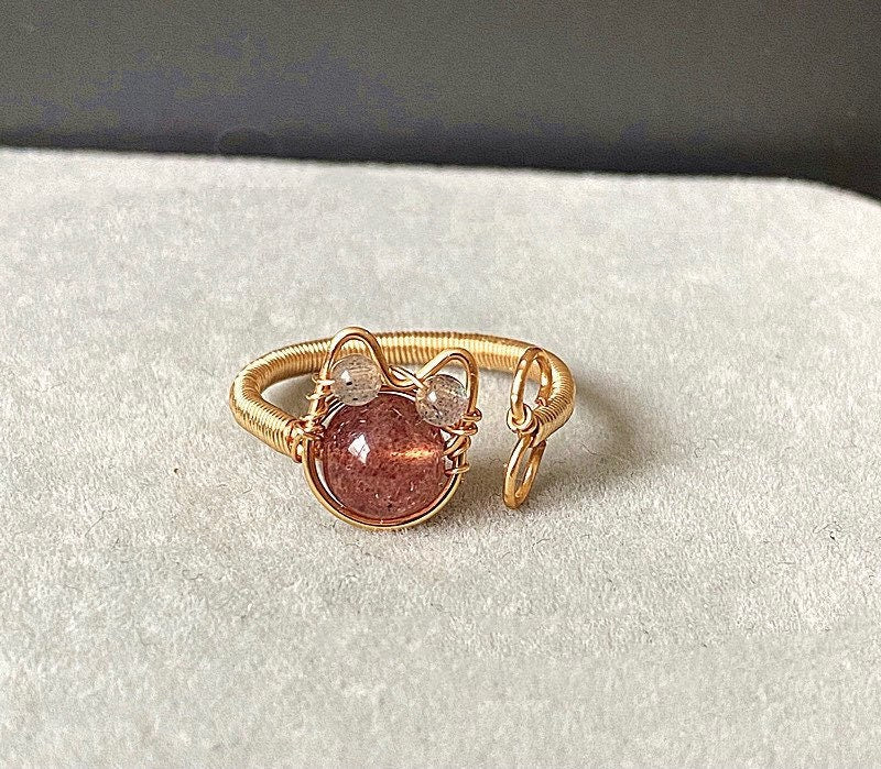 Wired Opal Stone Adjustable Ring
