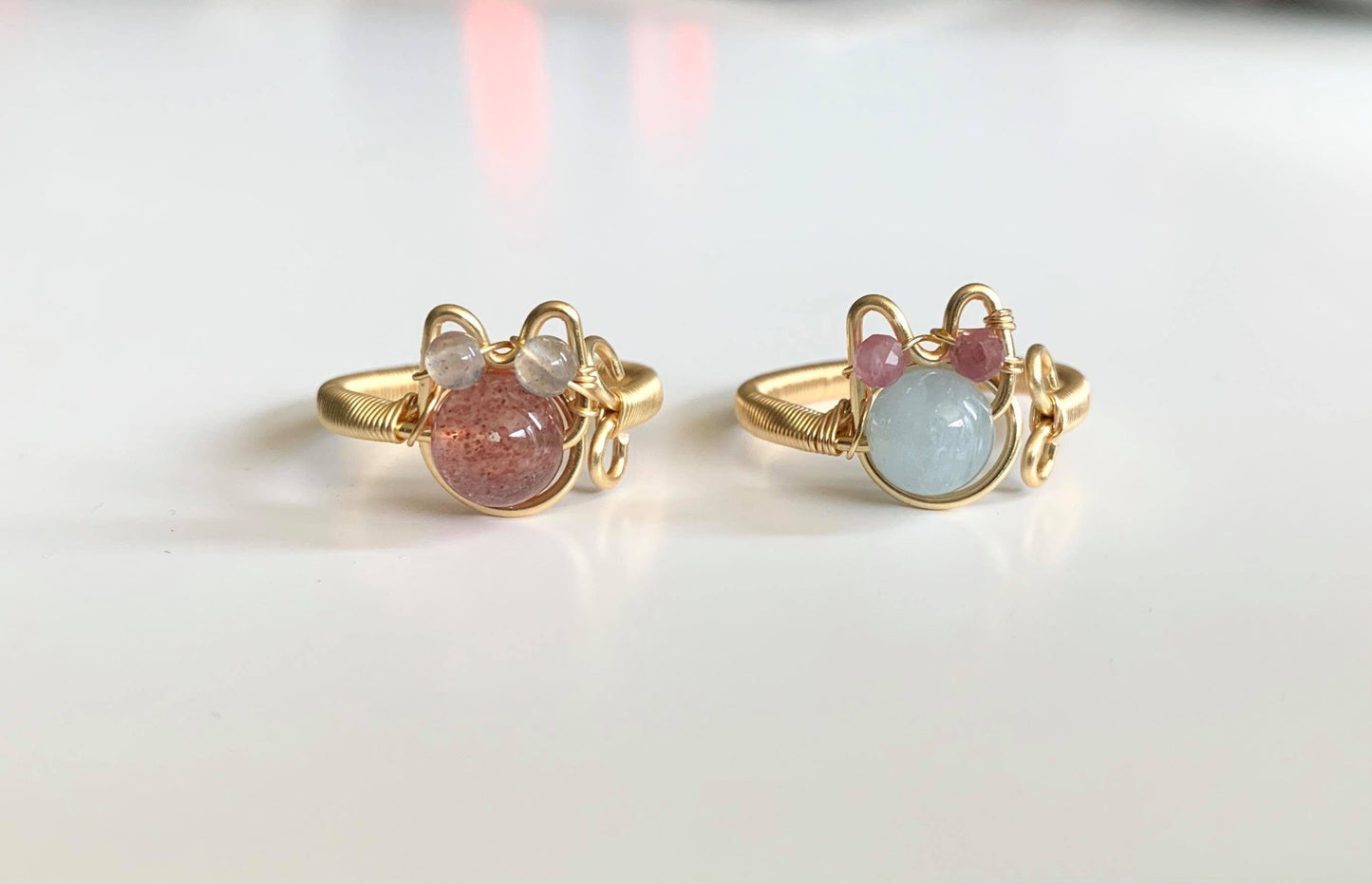 Wired Opal Stone Adjustable Ring
