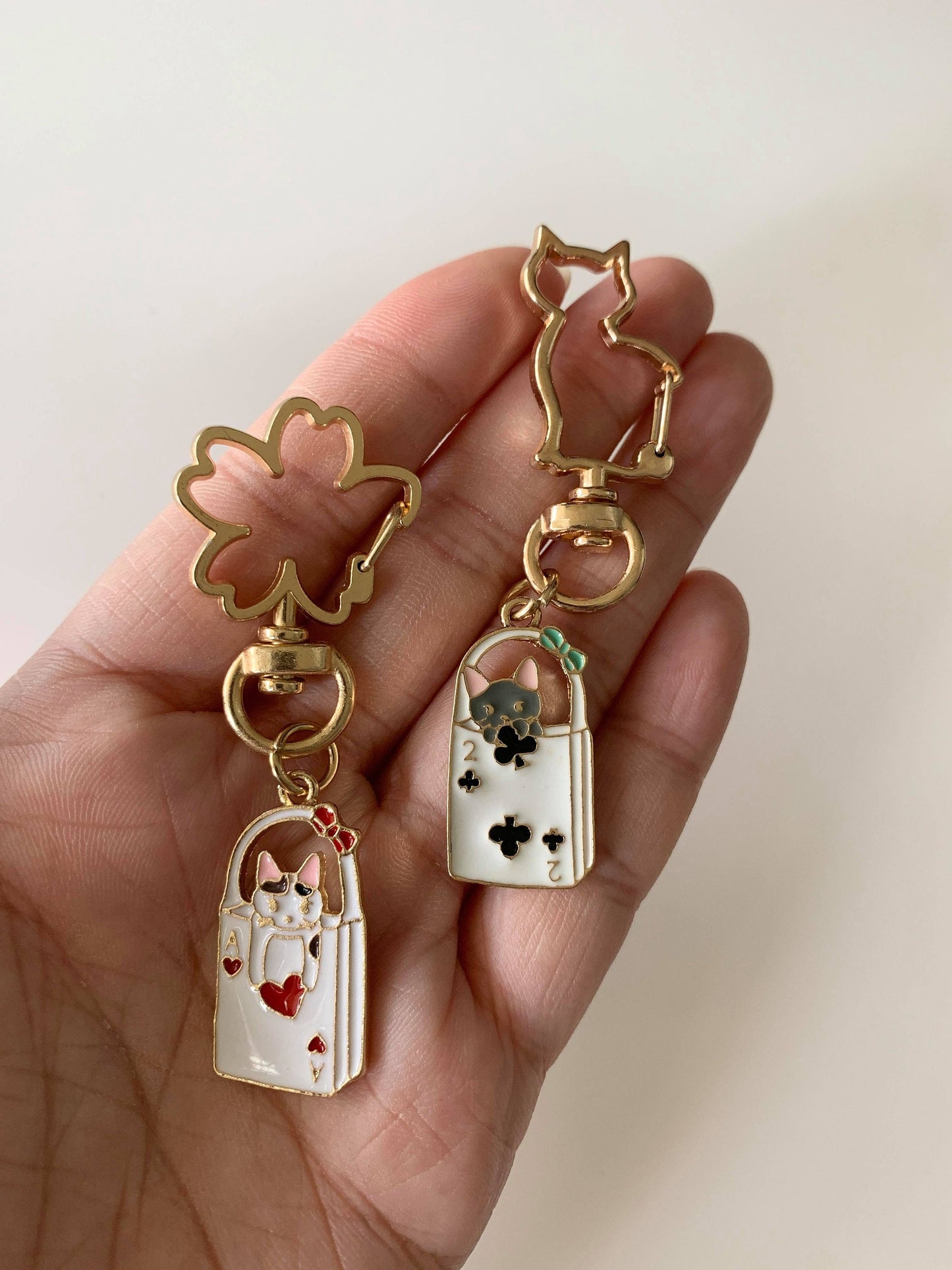 Unique Poker Cat Keychain Set