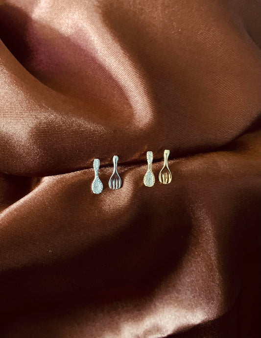 Mini Fork and Spoon Stud Earrings